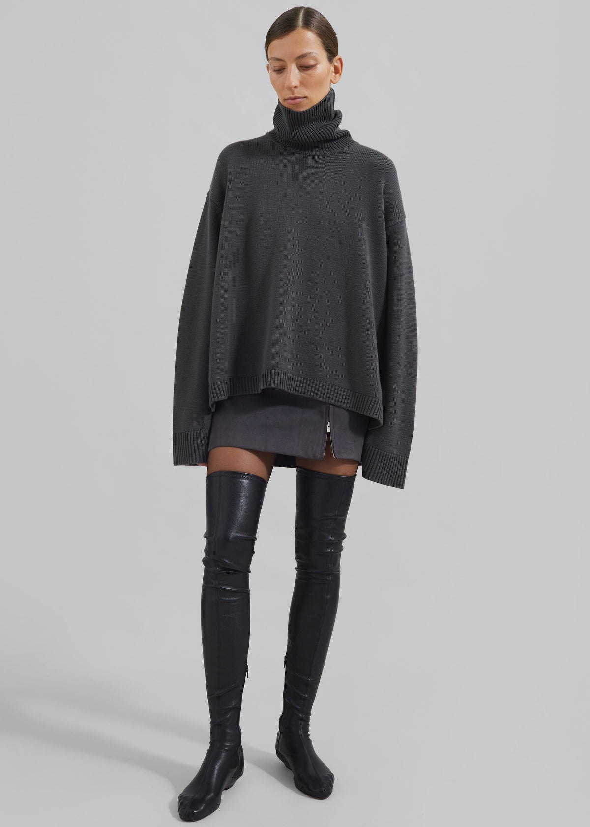 Rhea Trapeze Turtleneck - Light Khaki – view 8 of 9