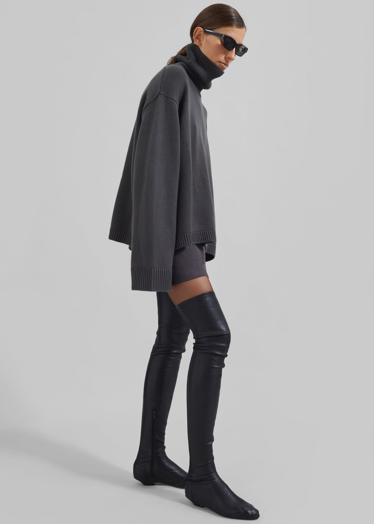 Rhea Trapeze Turtleneck - Light Khaki – view 3 of 9