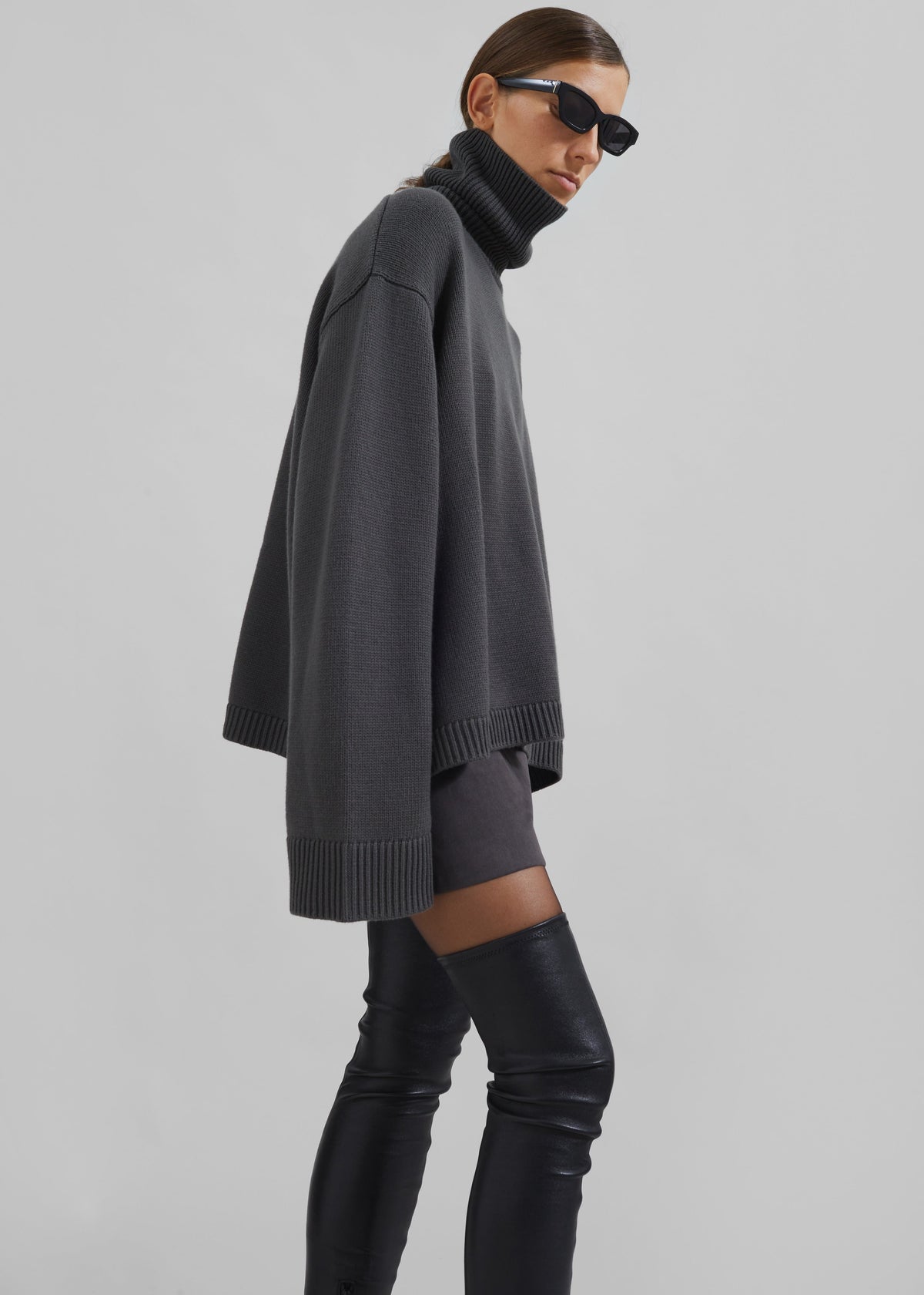 Rhea Trapeze Turtleneck - Light Khaki – view 6 of 9