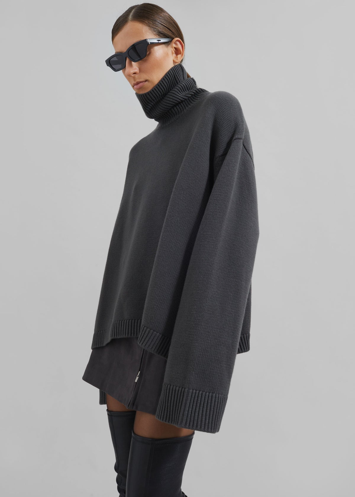 Rhea Trapeze Turtleneck - Light Khaki – view 1 of 9