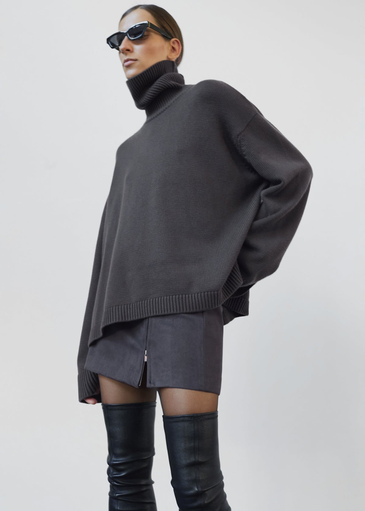 Rhea Trapeze Turtleneck - Light Khaki – view 2 of 9