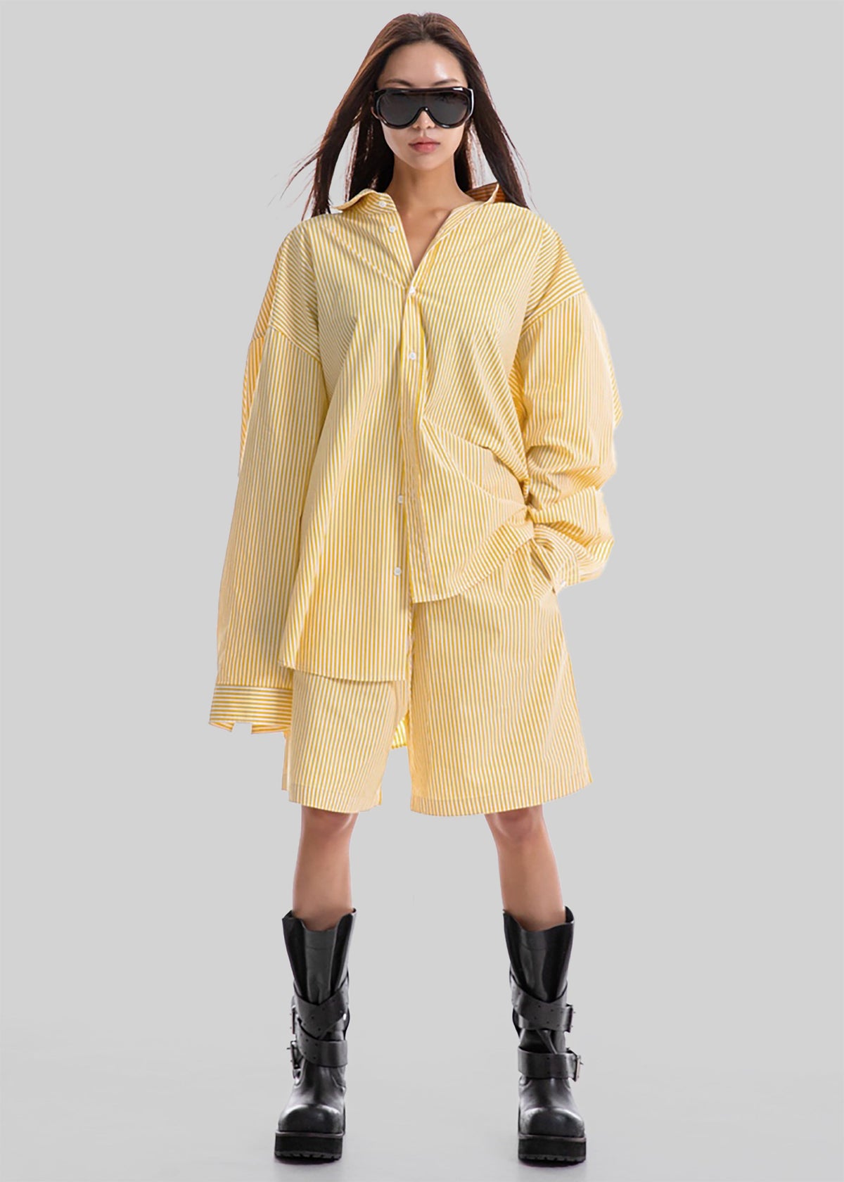 Rimini Bermuda Shorts - Yellow/White Stripe – view 9 of 10