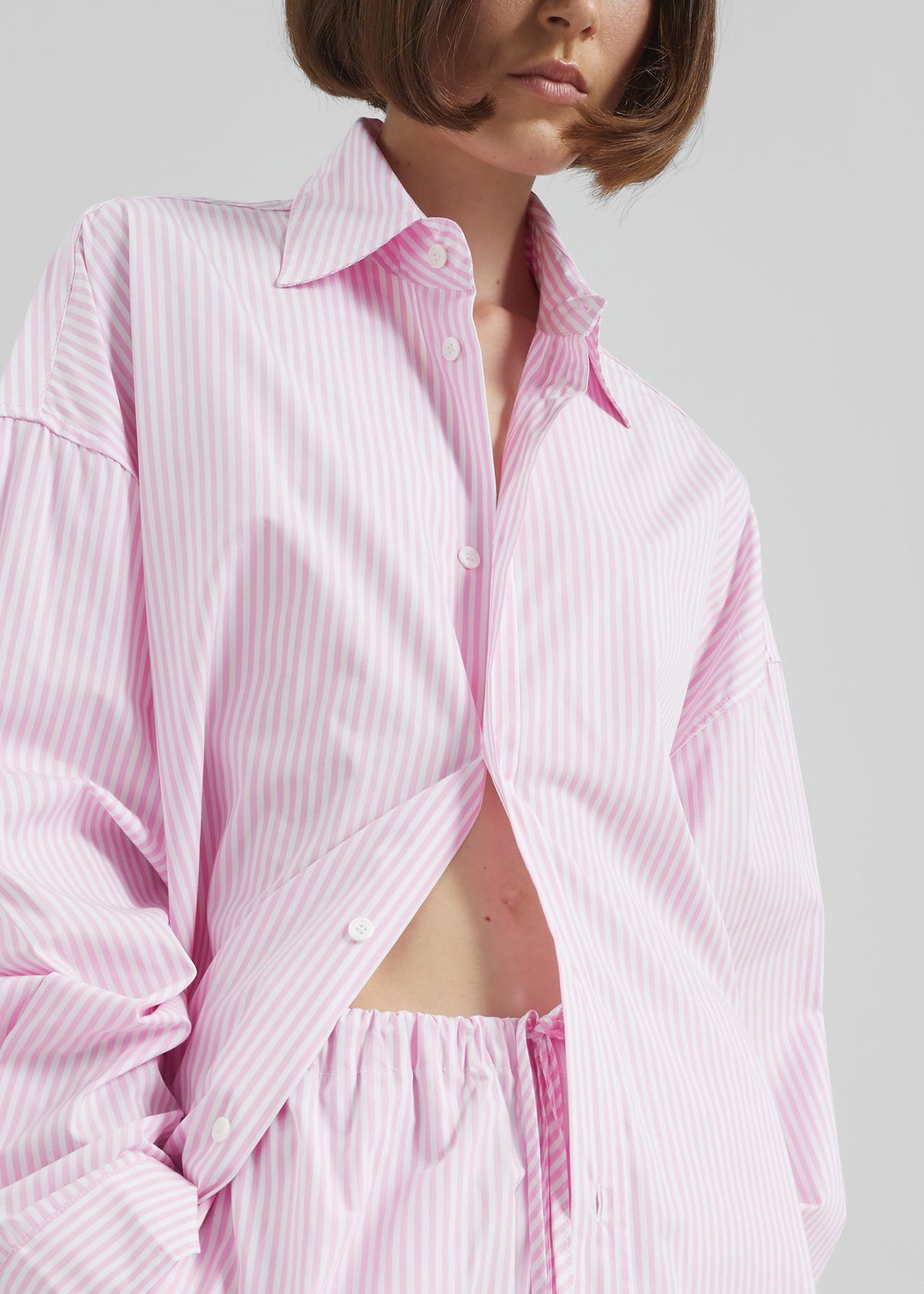 Rimini Oversized Poplin Shirt - Pink/White Stripe – view 7 of 12