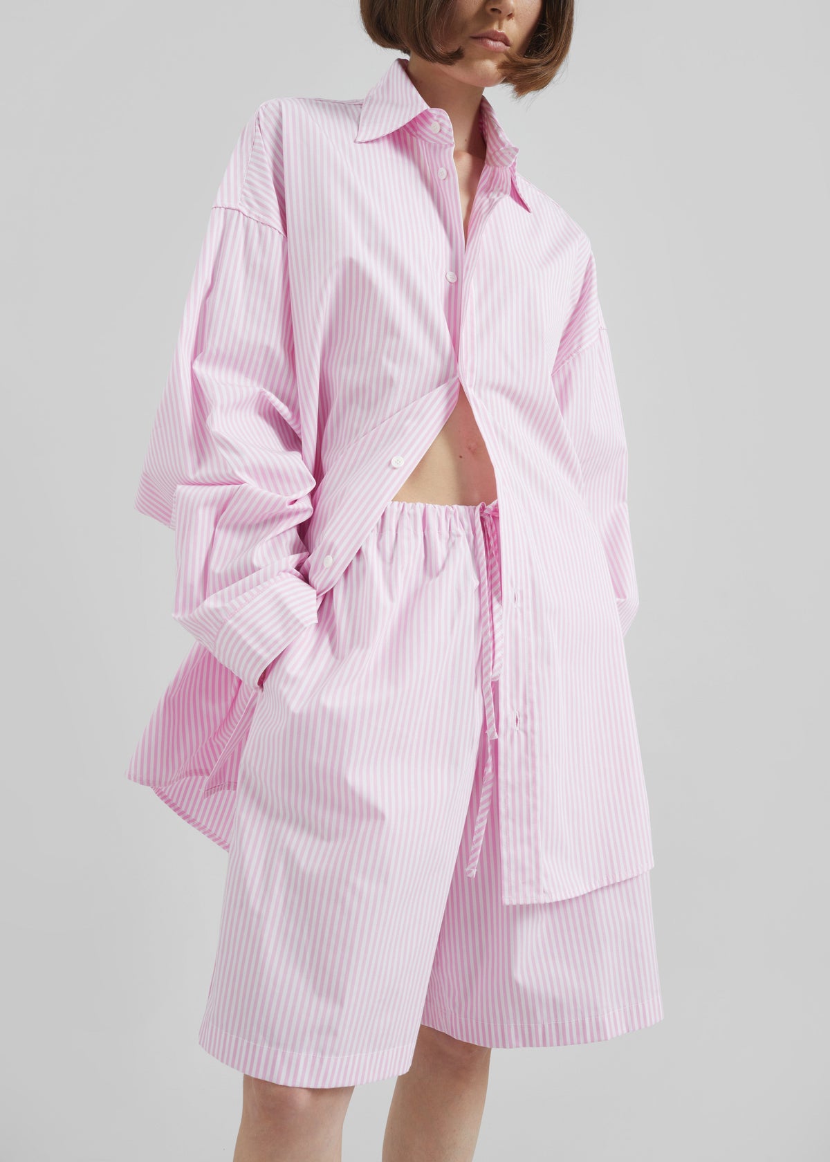 Rimini Oversized Poplin Shirt - Pink/White Stripe – view 8 of 12