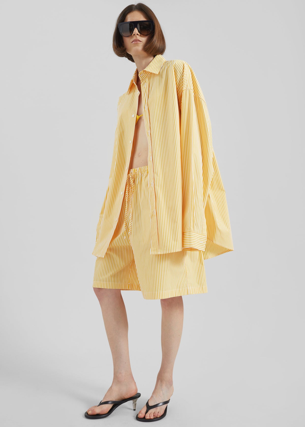 Rimini Oversized Poplin Shirt - Yellow/White Stripe – view 2 of 14