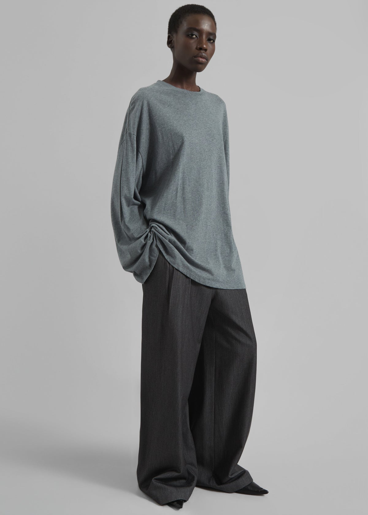 Rio Oversized Sleeve Tee - Dark Grey Melange – view 3 of 8