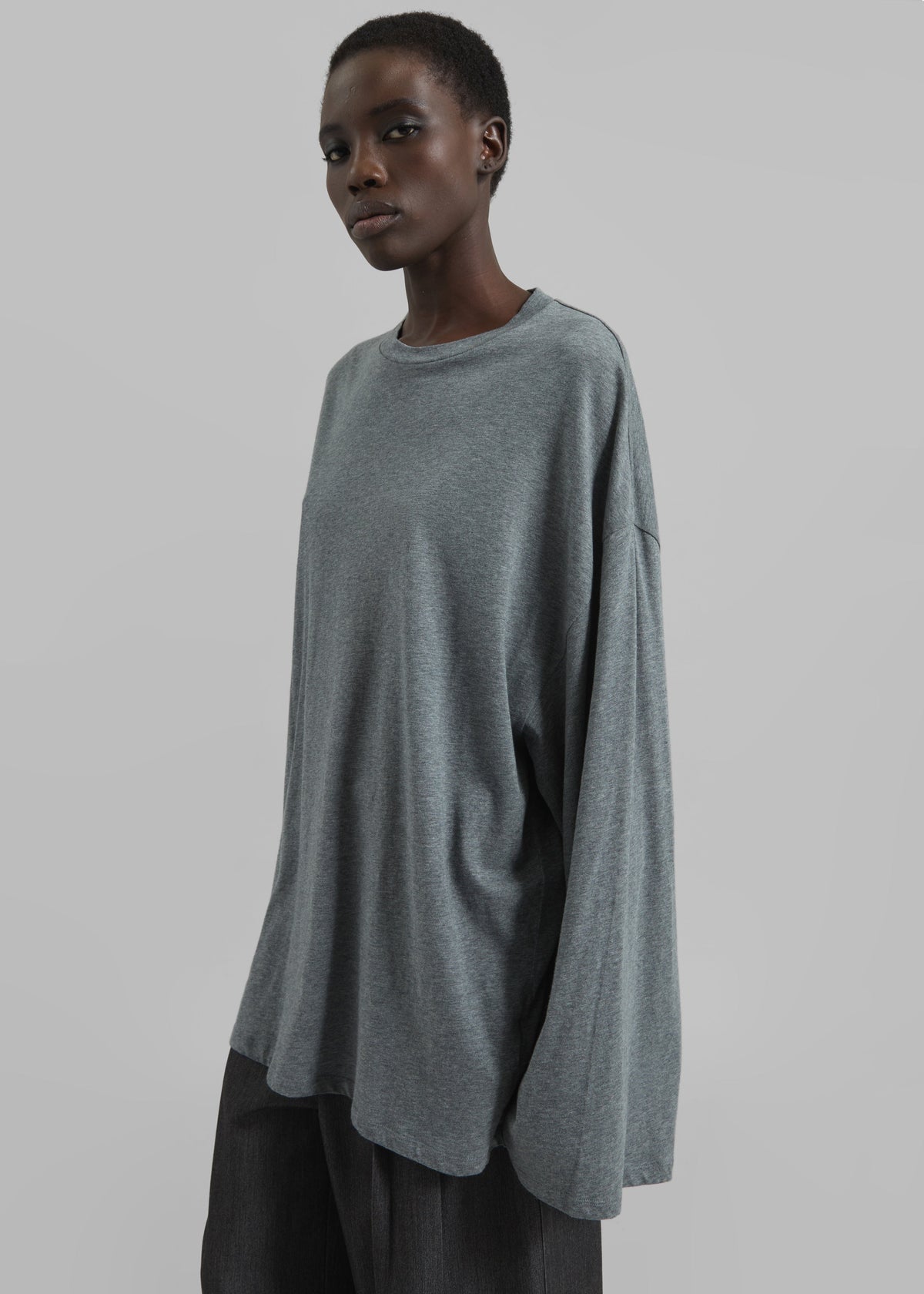Rio Oversized Sleeve Tee - Dark Grey Melange – view 2 of 8