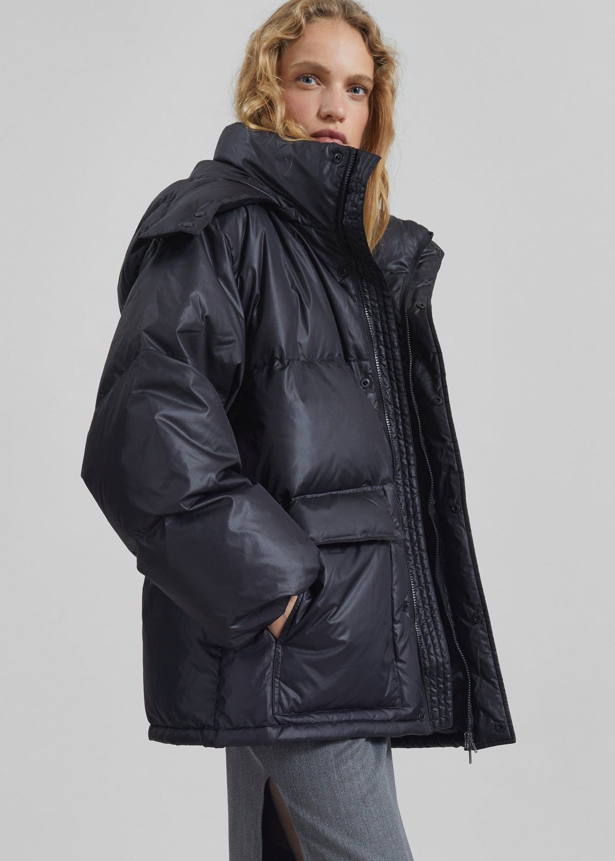 Riom Hooded Puffer Jacket - Black – view 4 of 7