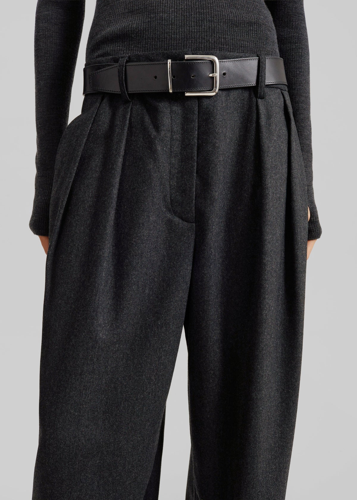 Ripley Flannel Pleated Trousers - Dark Grey – view 4 of 8
