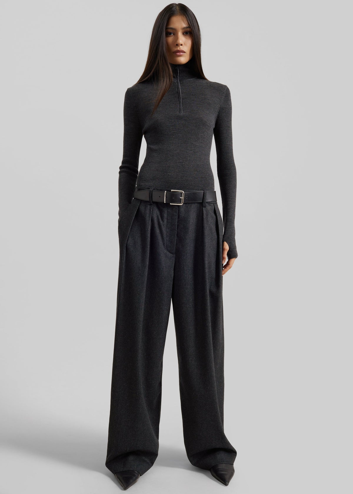 Ripley Flannel Pleated Trousers - Dark Grey – view 6 of 8