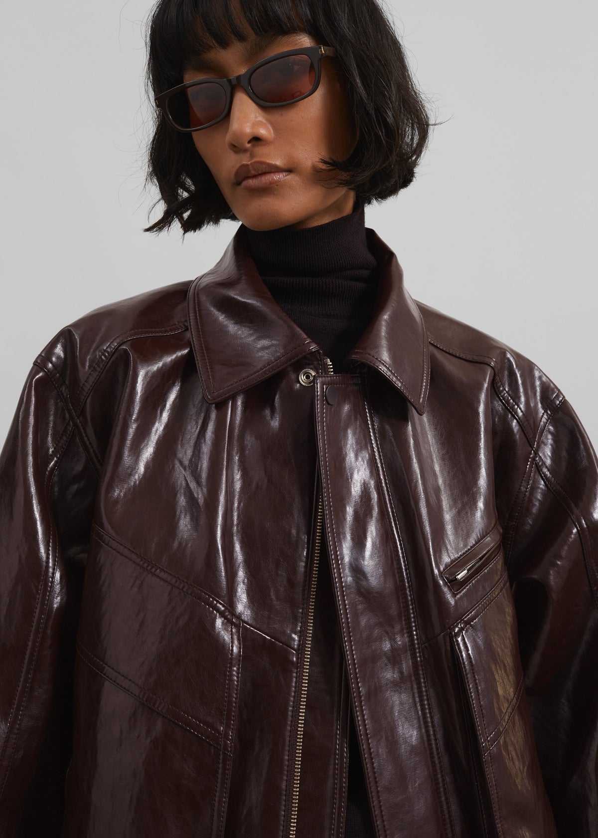Risner Faux Leather Jacket - Burgundy – view 5 of 8