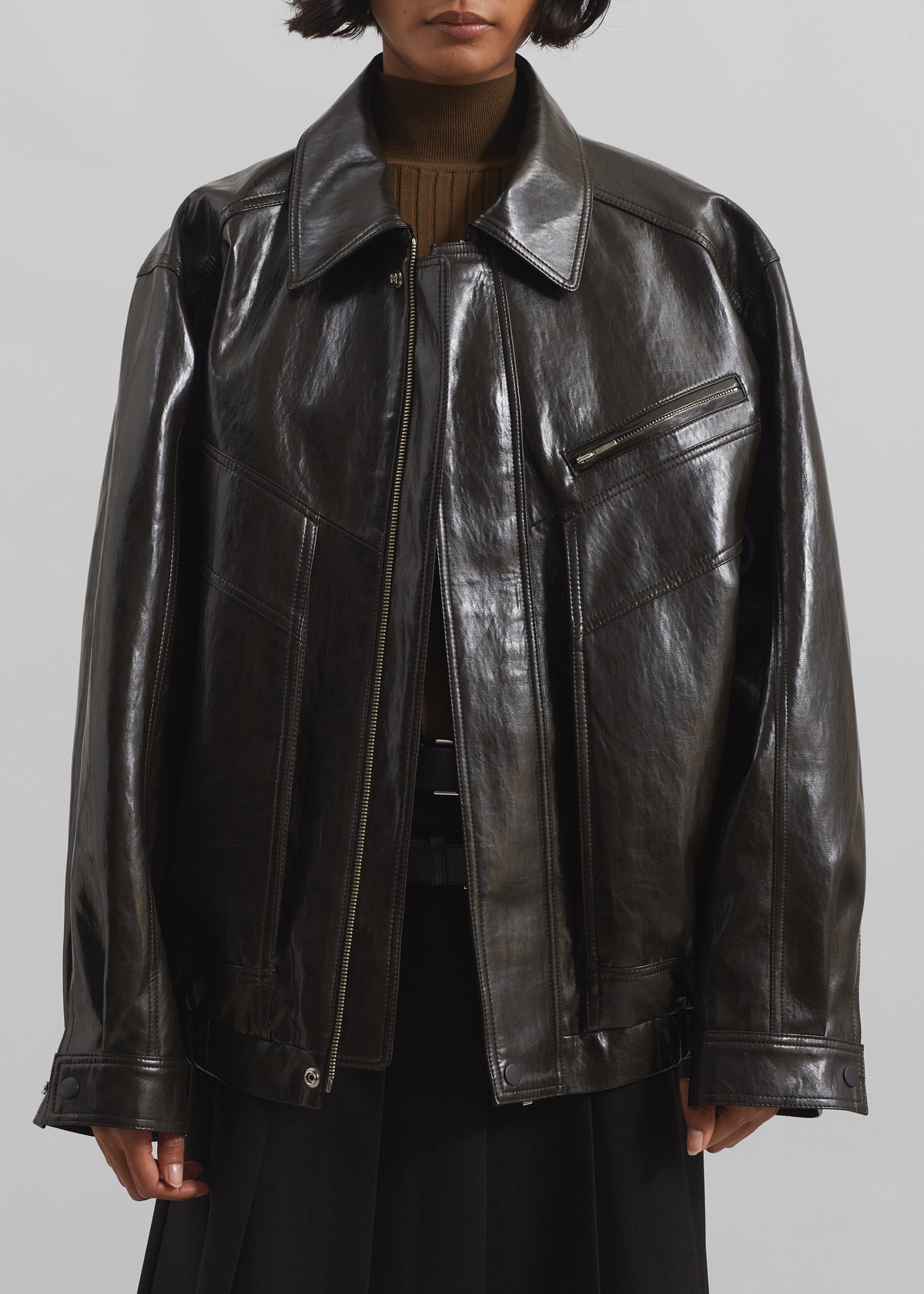 Risner Faux Leather Jacket - Dark Brown – view 7 of 12