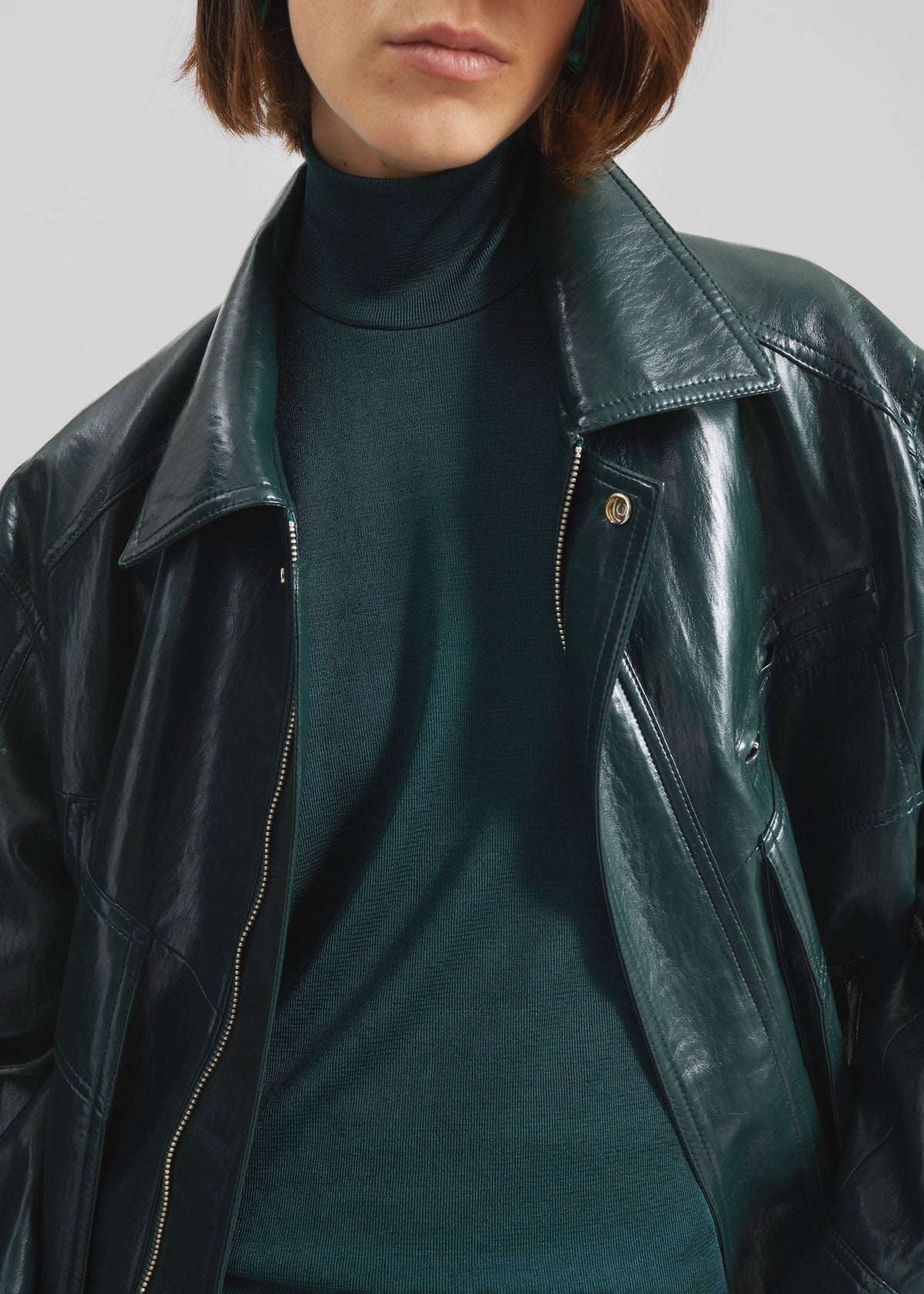 Risner Faux Leather Jacket - Deep Green – view 5 of 11