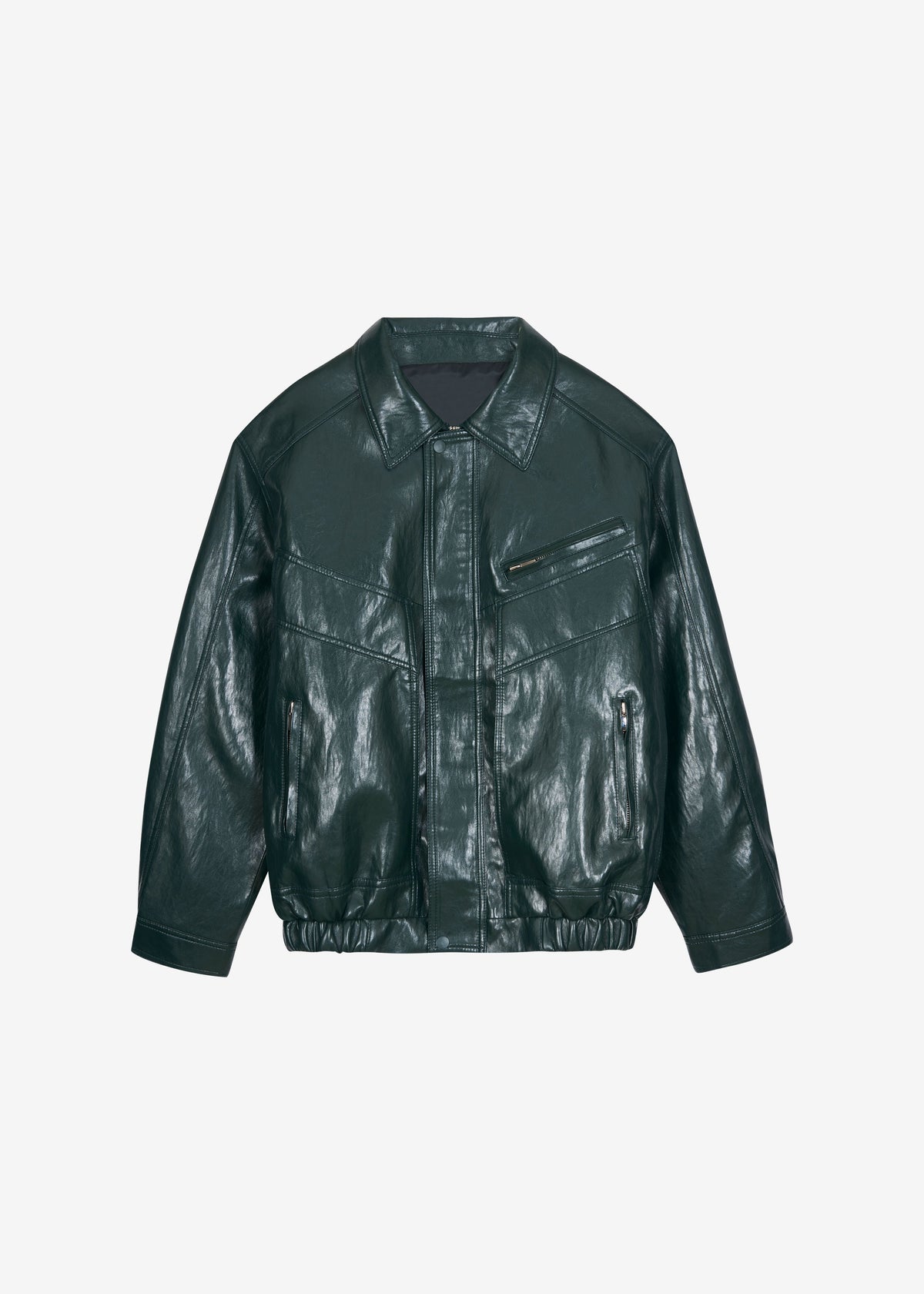 Risner Faux Leather Jacket - Deep Green – view 11 of 11