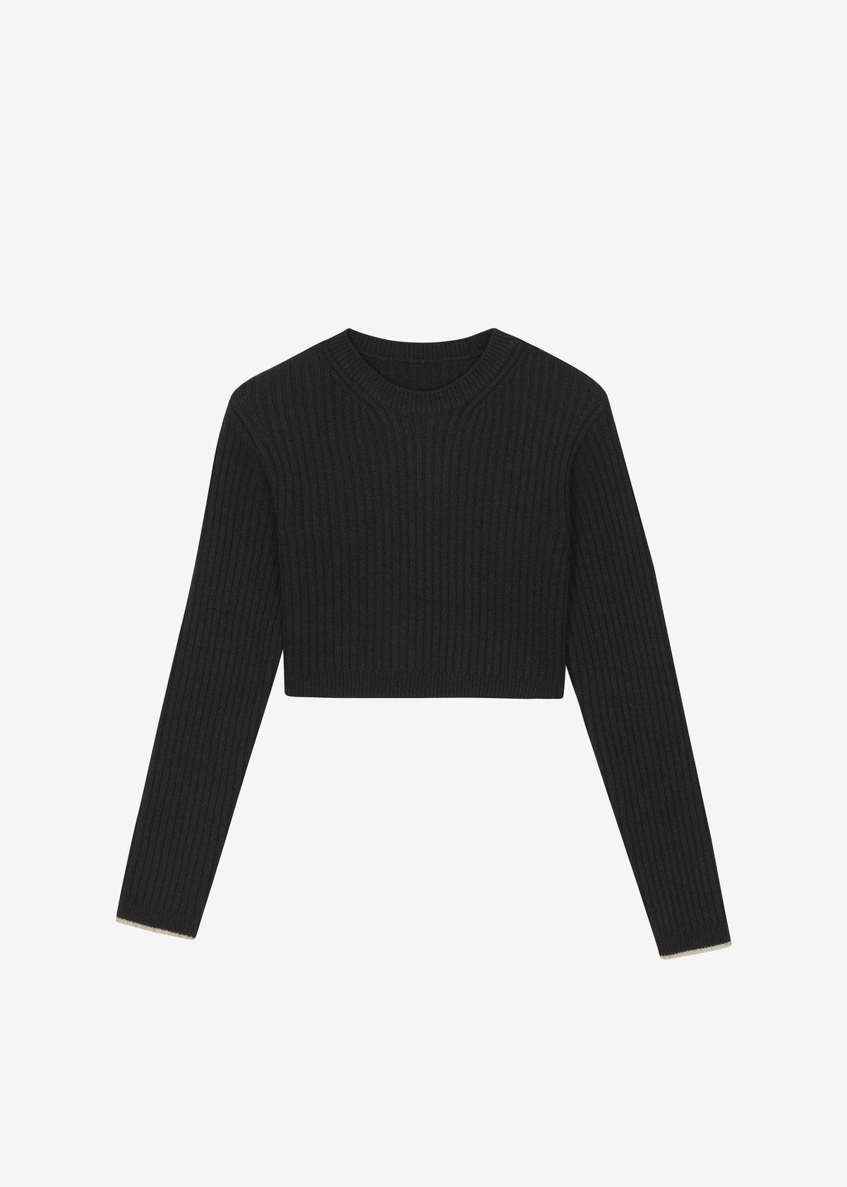 Ritsem Cropped Ribbed Wool Sweater - Black – view 7 of 7