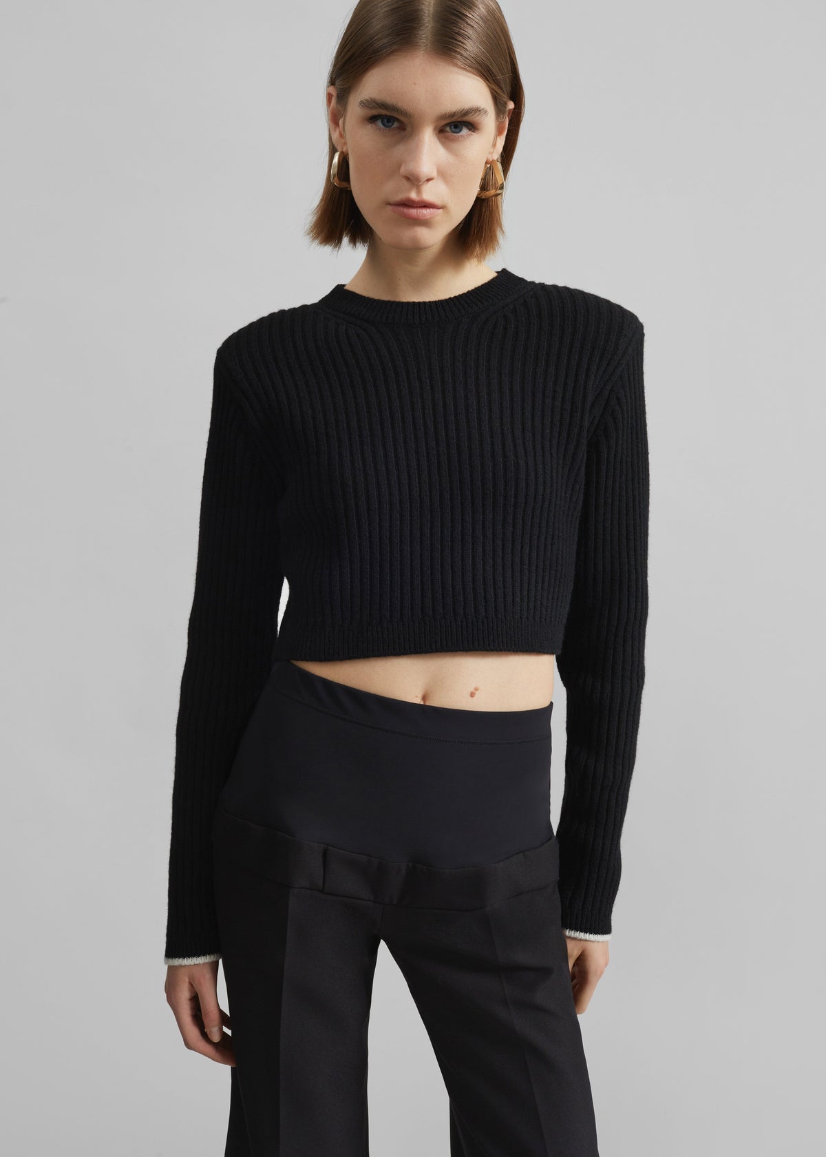 Ritsem Cropped Ribbed Wool Sweater - Black – view 1 of 7