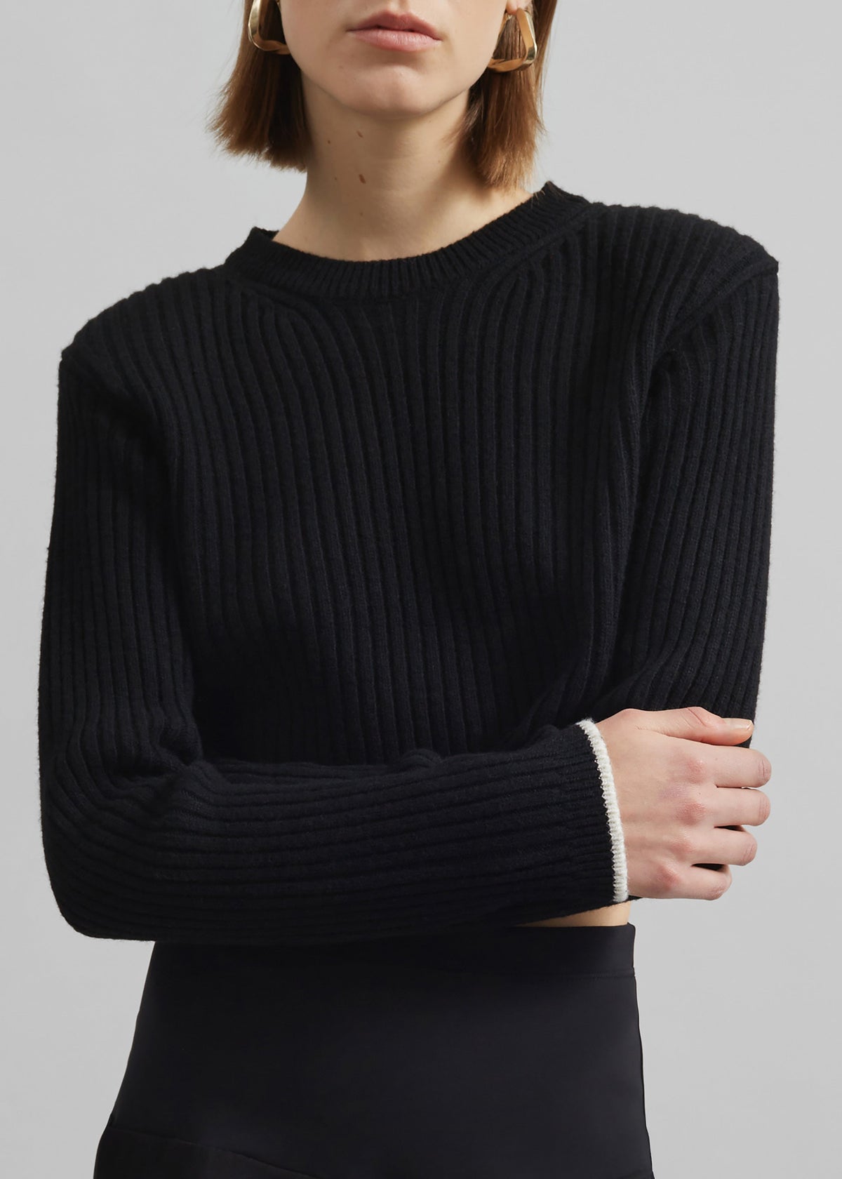 Ritsem Cropped Ribbed Wool Sweater - Black – view 2 of 7