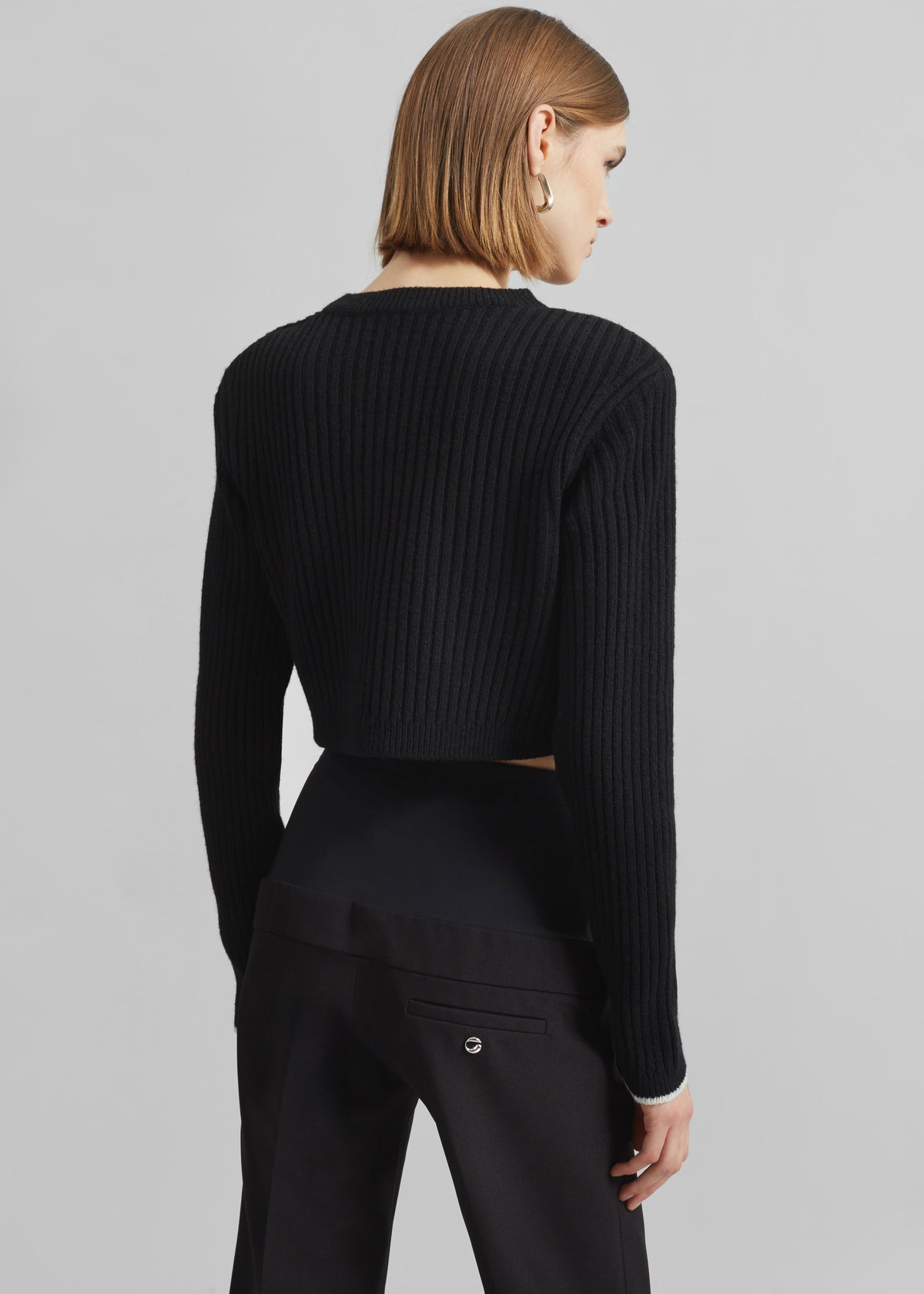 Ritsem Cropped Ribbed Wool Sweater - Black – view 6 of 7