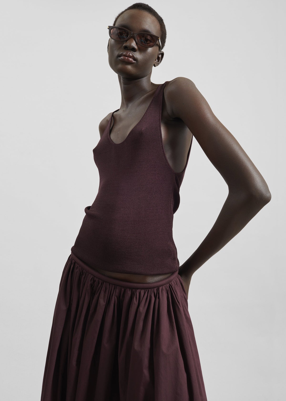 Rivo Knit Tank Top - Burgundy – view 3 of 12