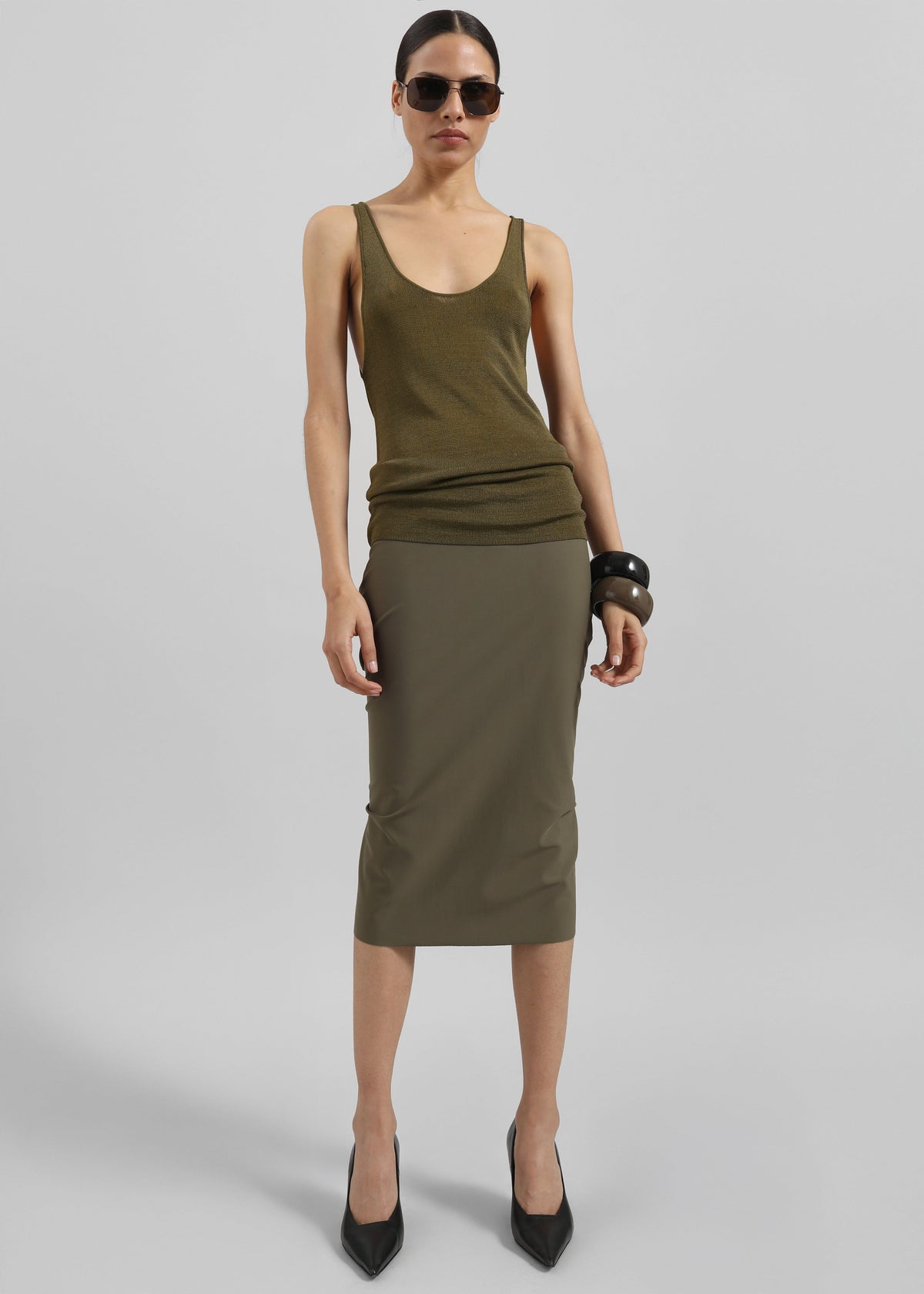 Rivo Knit Tank Top - Khaki – view 3 of 9