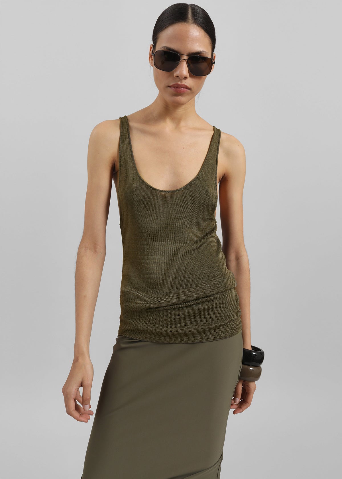 Rivo Knit Tank Top - Khaki – view 5 of 9