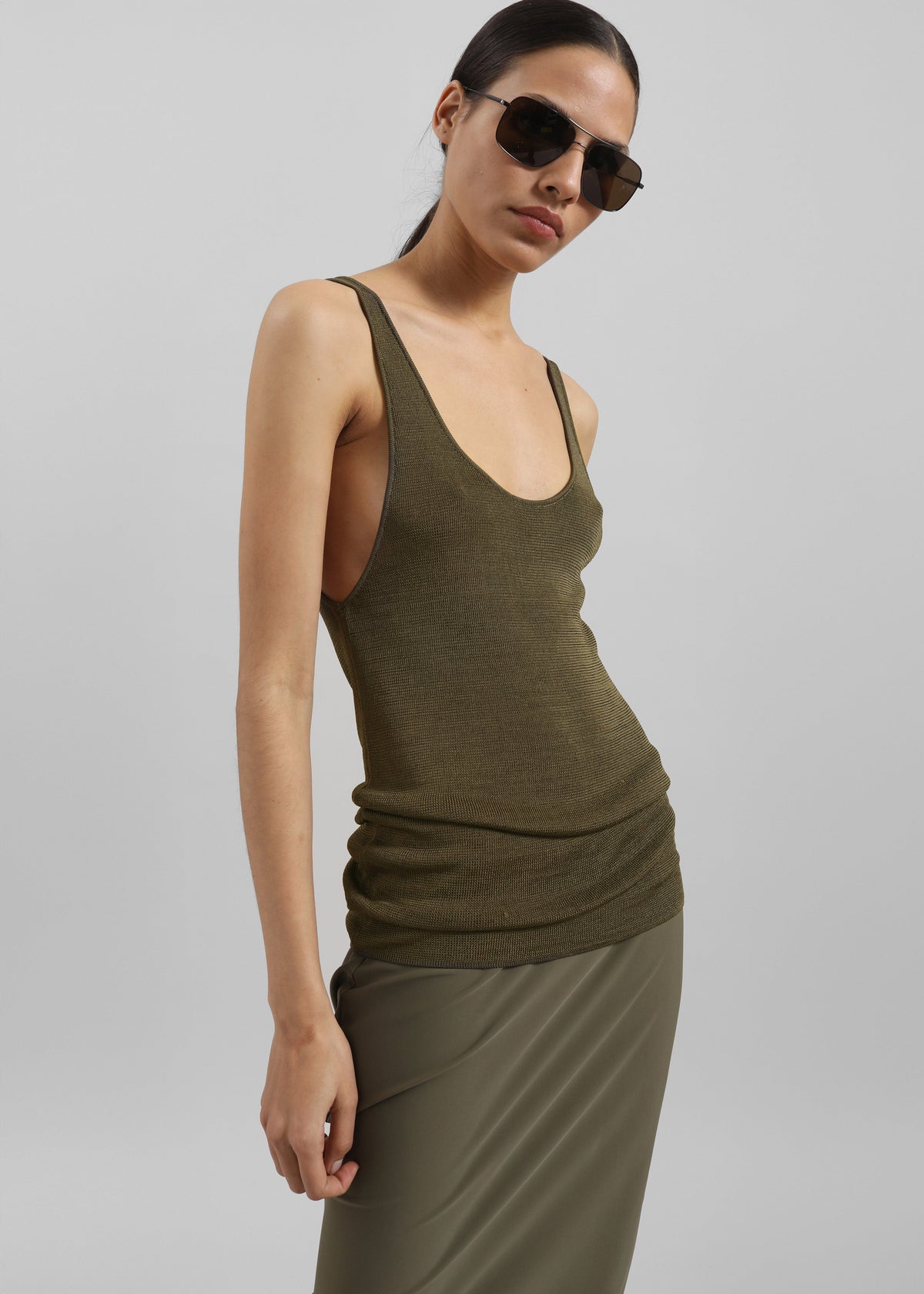Rivo Knit Tank Top - Khaki – view 4 of 9