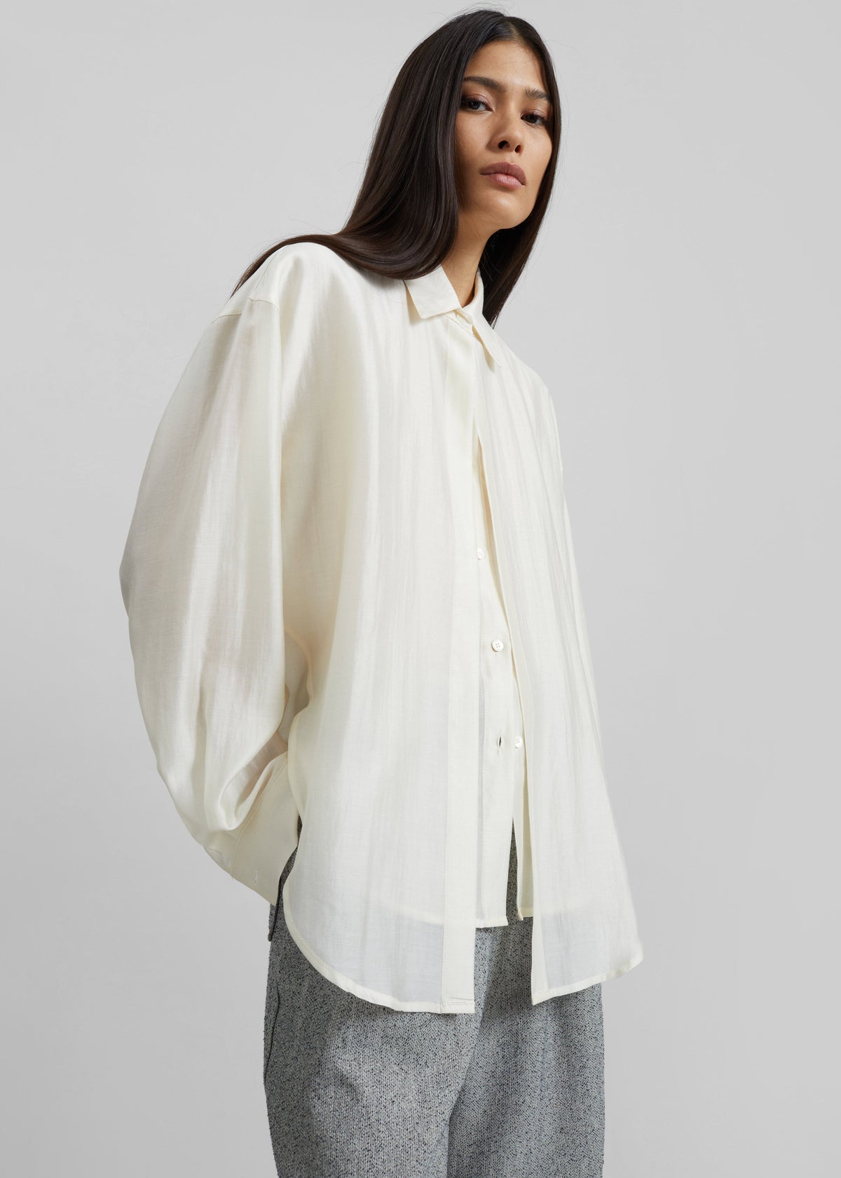 Roanne Fluid Double Shirt - Cream – view 3 of 7
