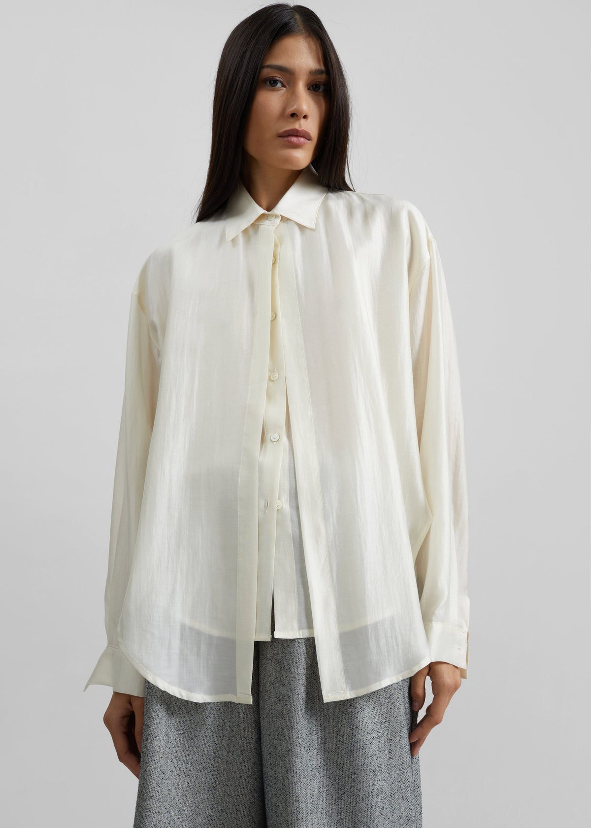 Roanne Fluid Double Shirt - Cream – view 5 of 7