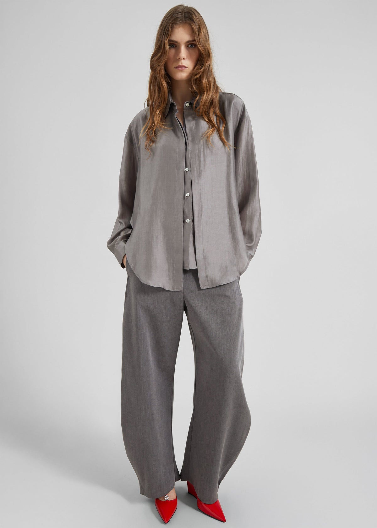 Roanne Fluid Double Shirt - Steel Grey – view 2 of 6