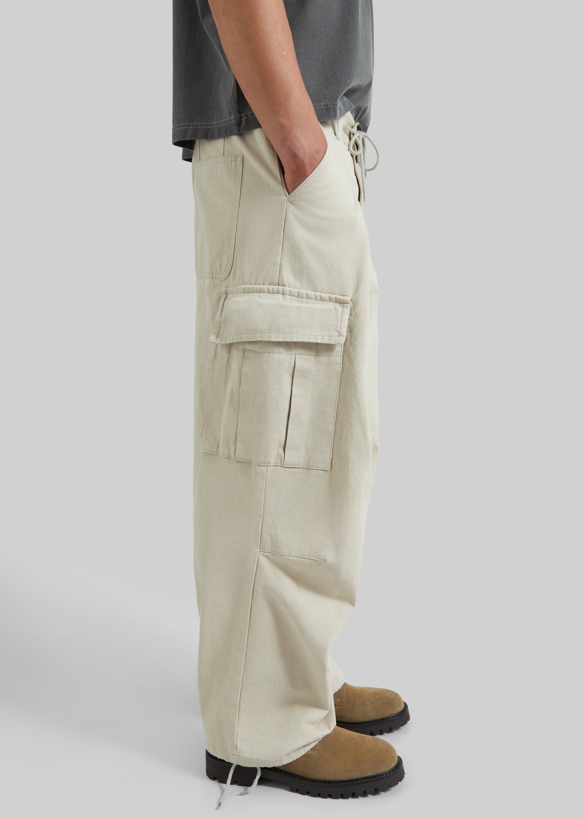 Robion Drawstring Cargo Pants - Beige – view 1 of 7