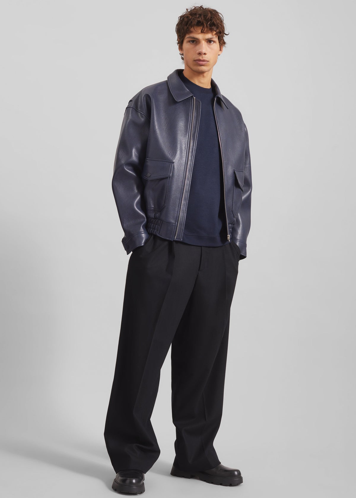 Rohan Faux Leather Jacket - Navy – view 4 of 7