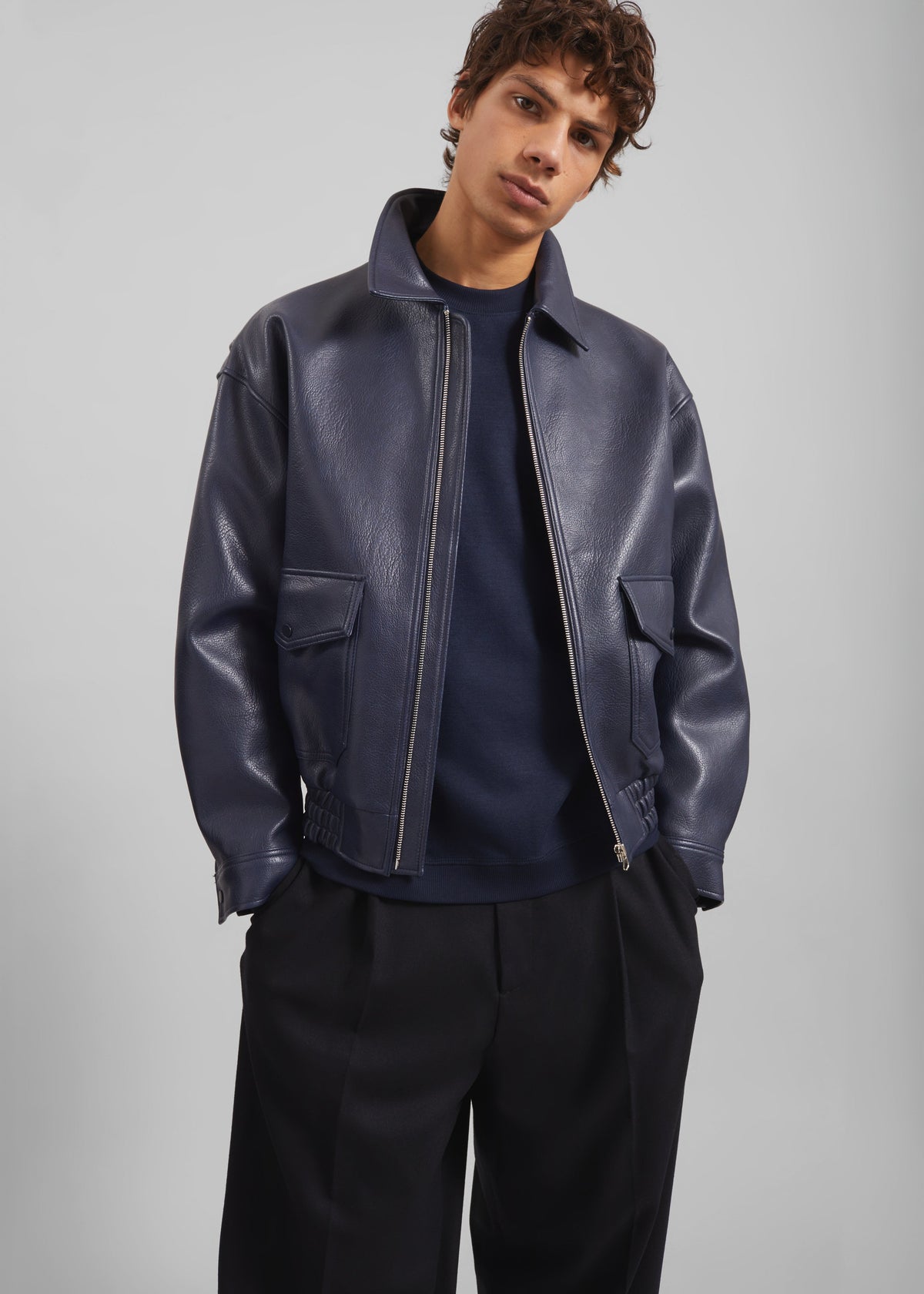 Rohan Faux Leather Jacket - Navy – view 1 of 7