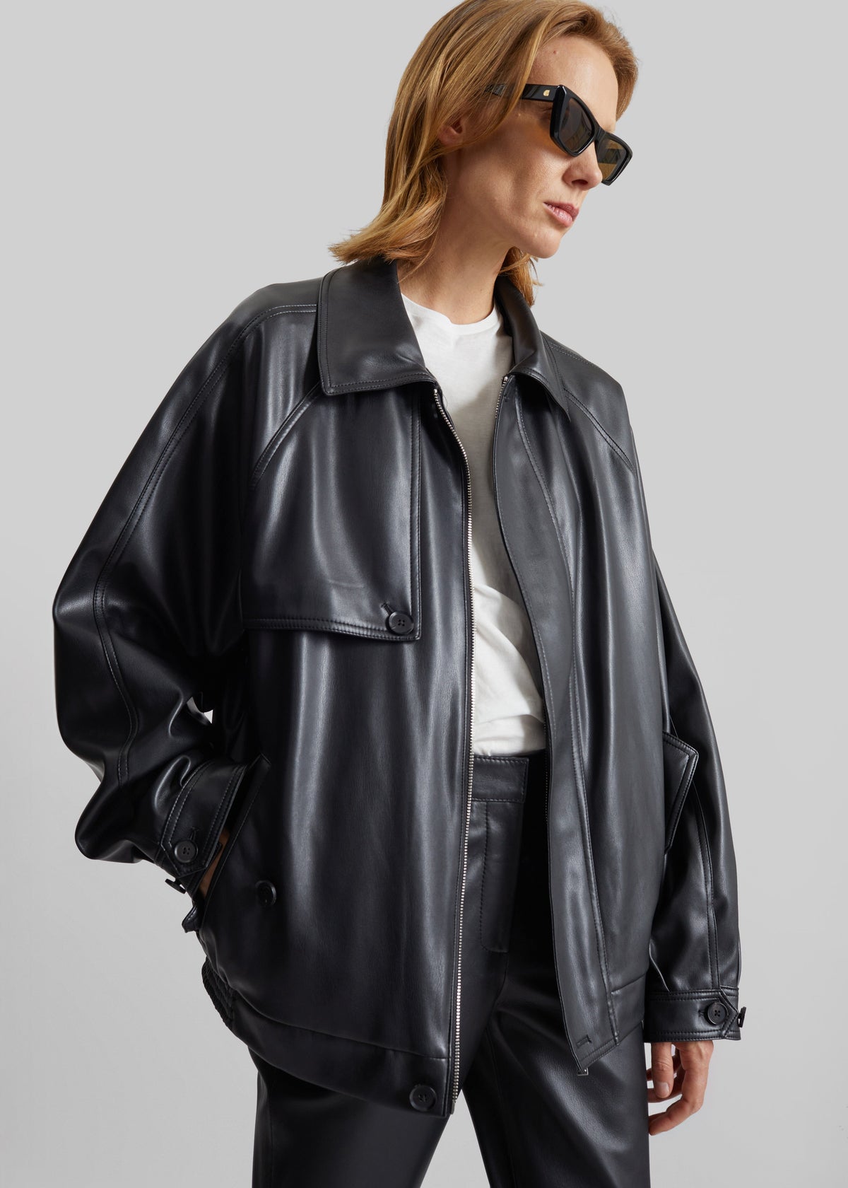 Roisin Faux Leather Jacket - Black – view 2 of 13