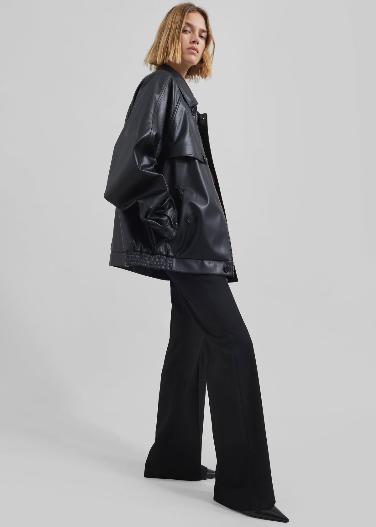 Roisin Faux Leather Jacket - Black – view 3 of 13