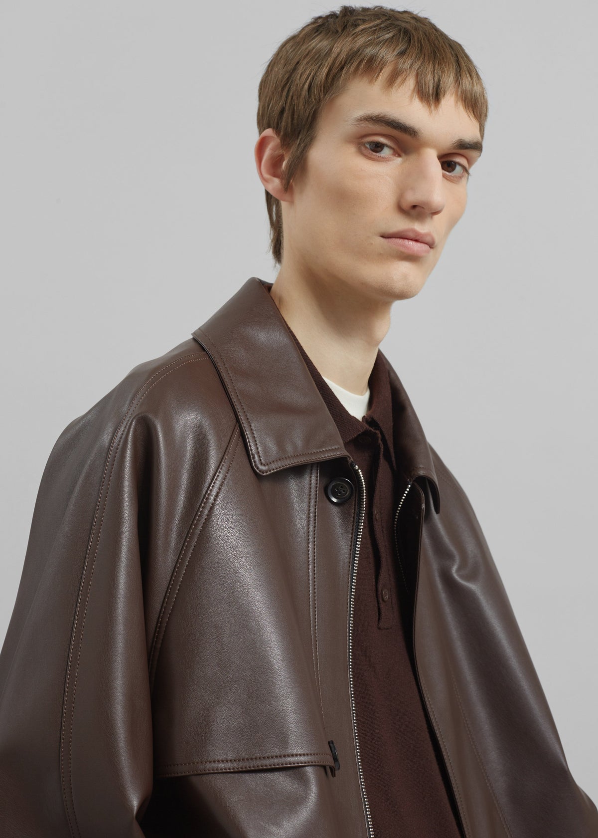 Roisin Faux Leather Jacket - Brown – view 3 of 7