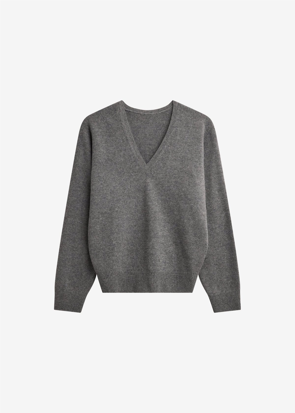 Ronse V-Neck Superfine Lambswool Sweater - Grey – view 8 of 8