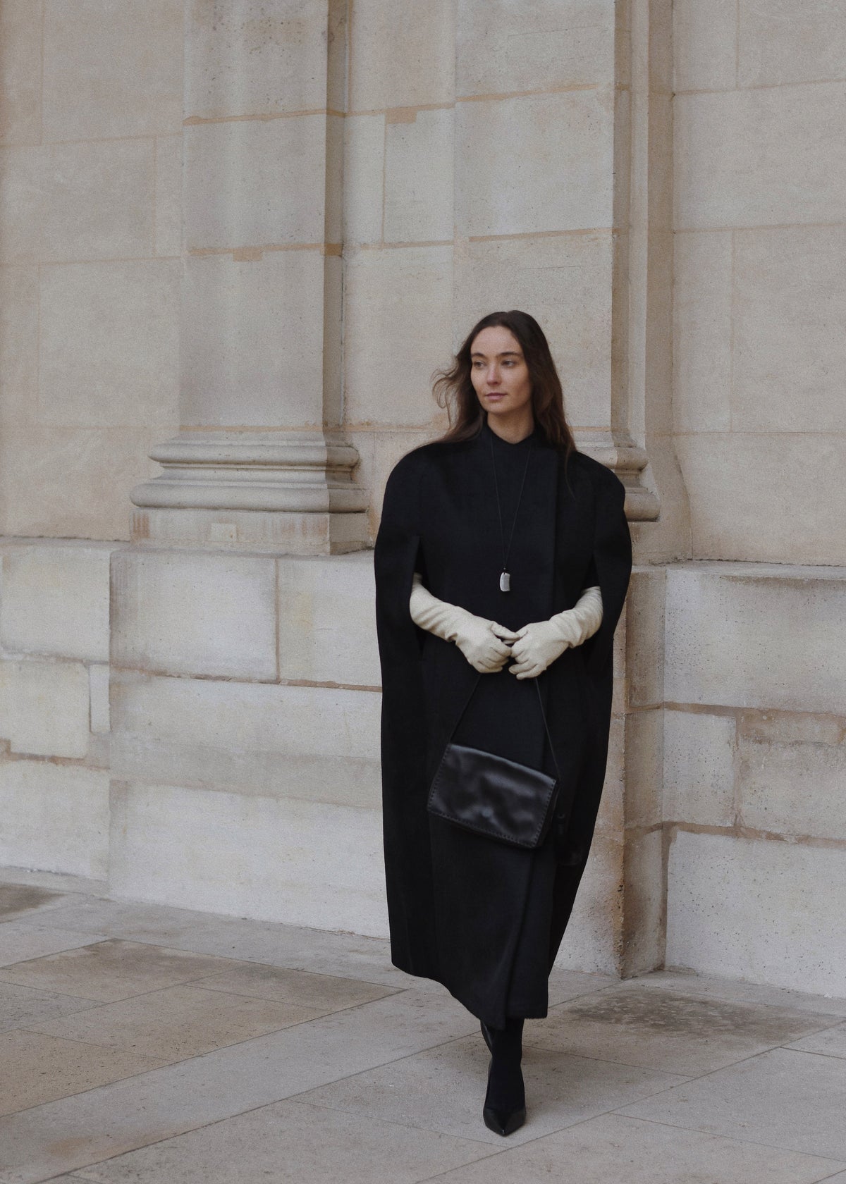 Roslev Cape Coat - Black – view 5 of 6