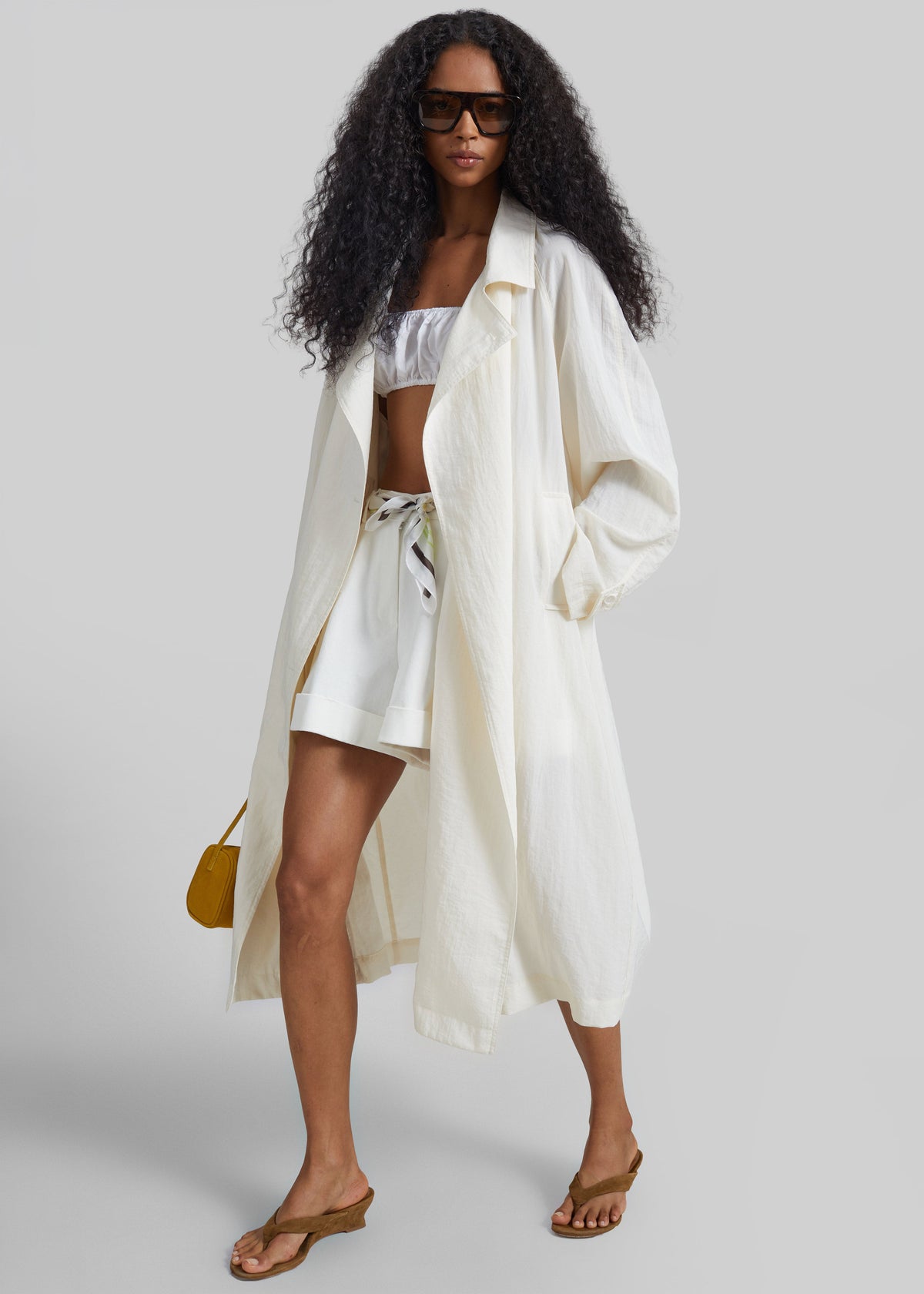 Rosora Sheer Fluid Trench Coat - Cream – view 2 of 9