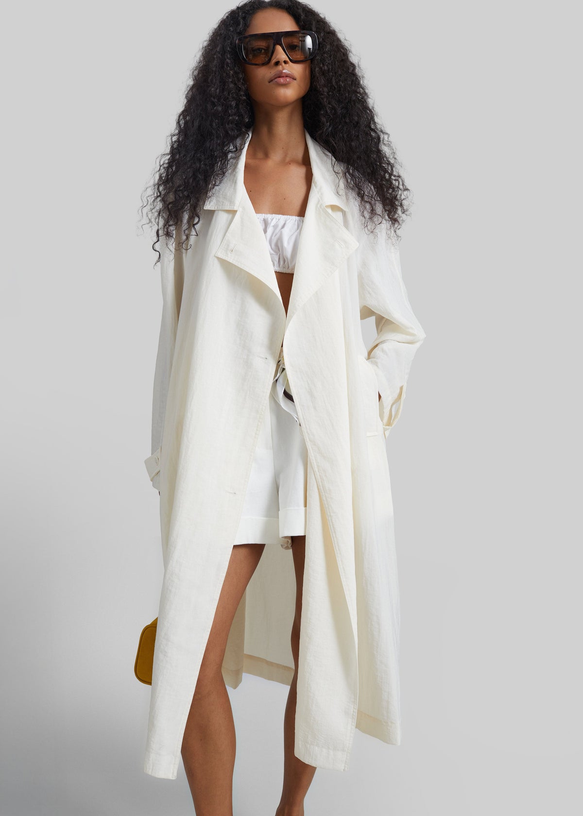Rosora Sheer Fluid Trench Coat - Cream – view 1 of 9