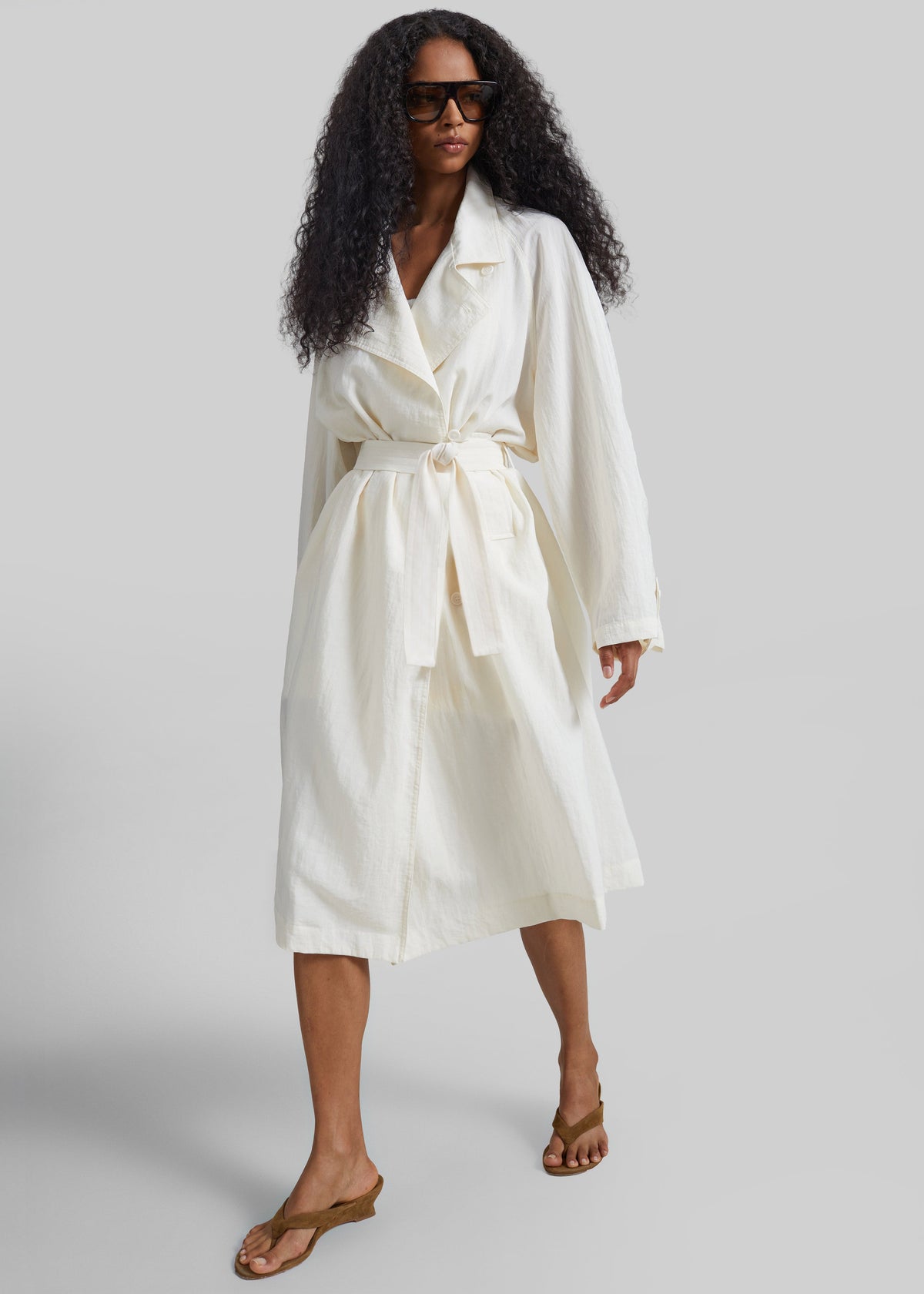 Rosora Sheer Fluid Trench Coat - Cream – view 7 of 9