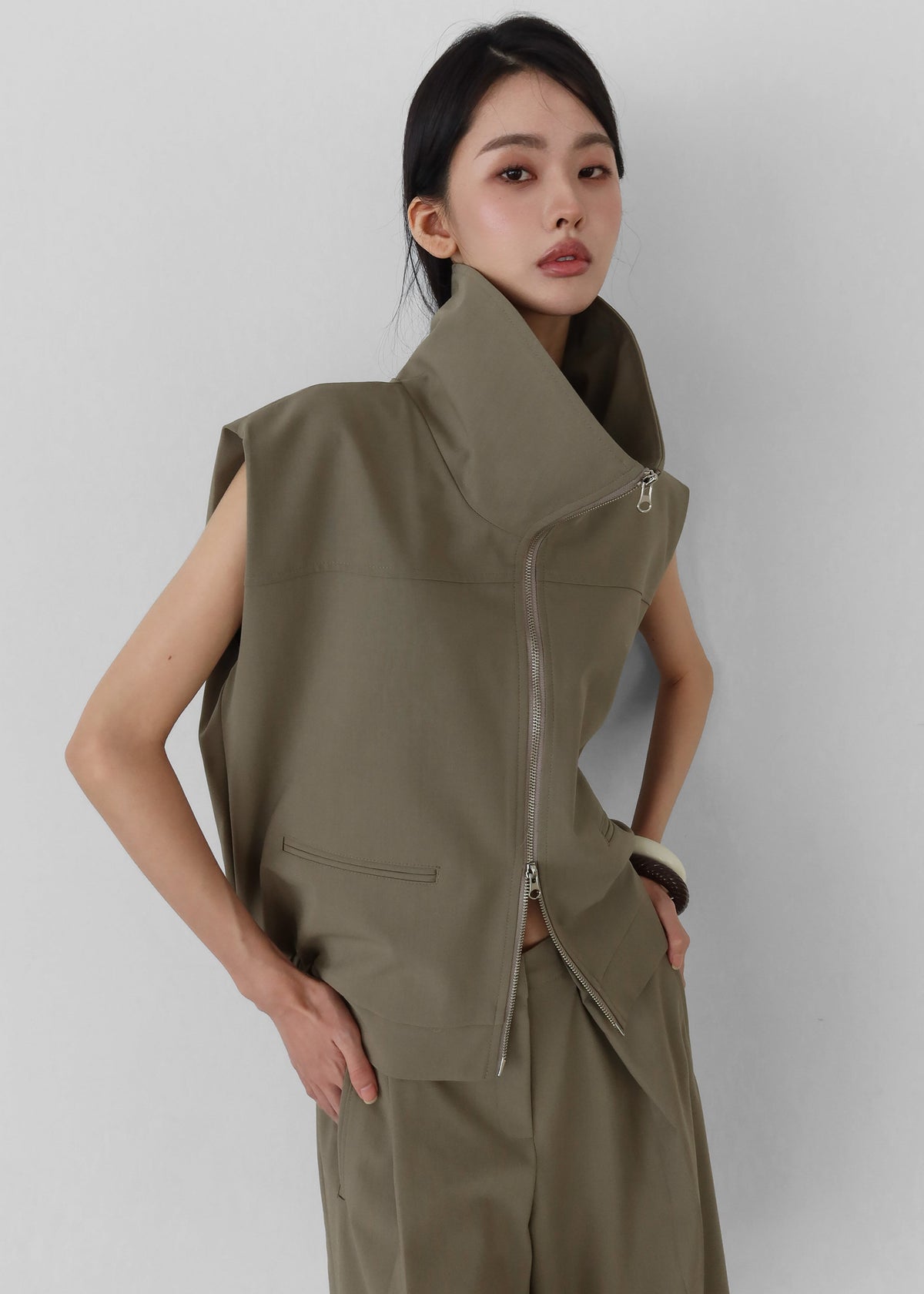 Rove Sleeveless Bomber Jacket - Olive – view 2 of 9