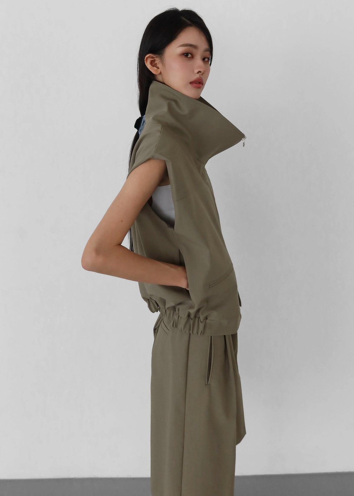 Rove Sleeveless Bomber Jacket - Olive – view 5 of 9