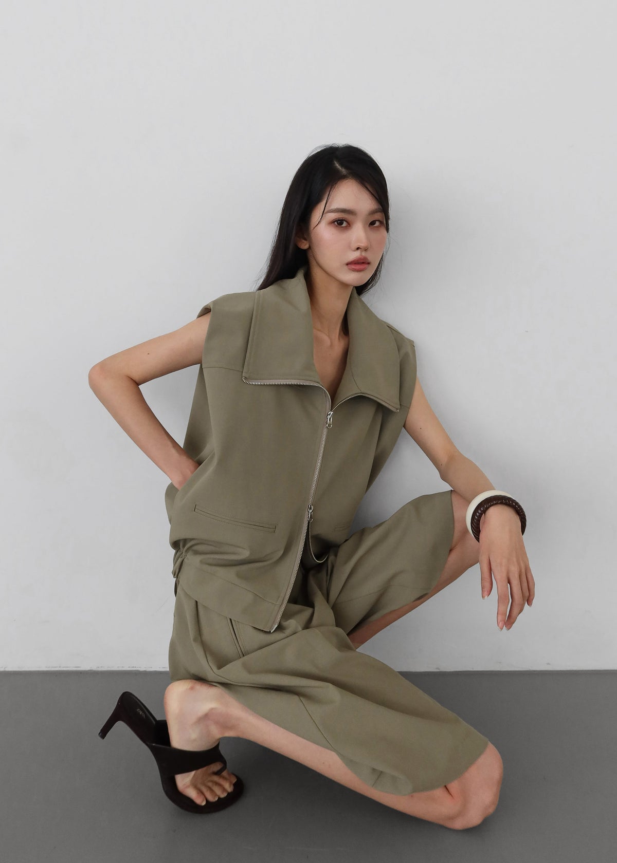 Rove Sleeveless Bomber Jacket - Olive – view 8 of 9