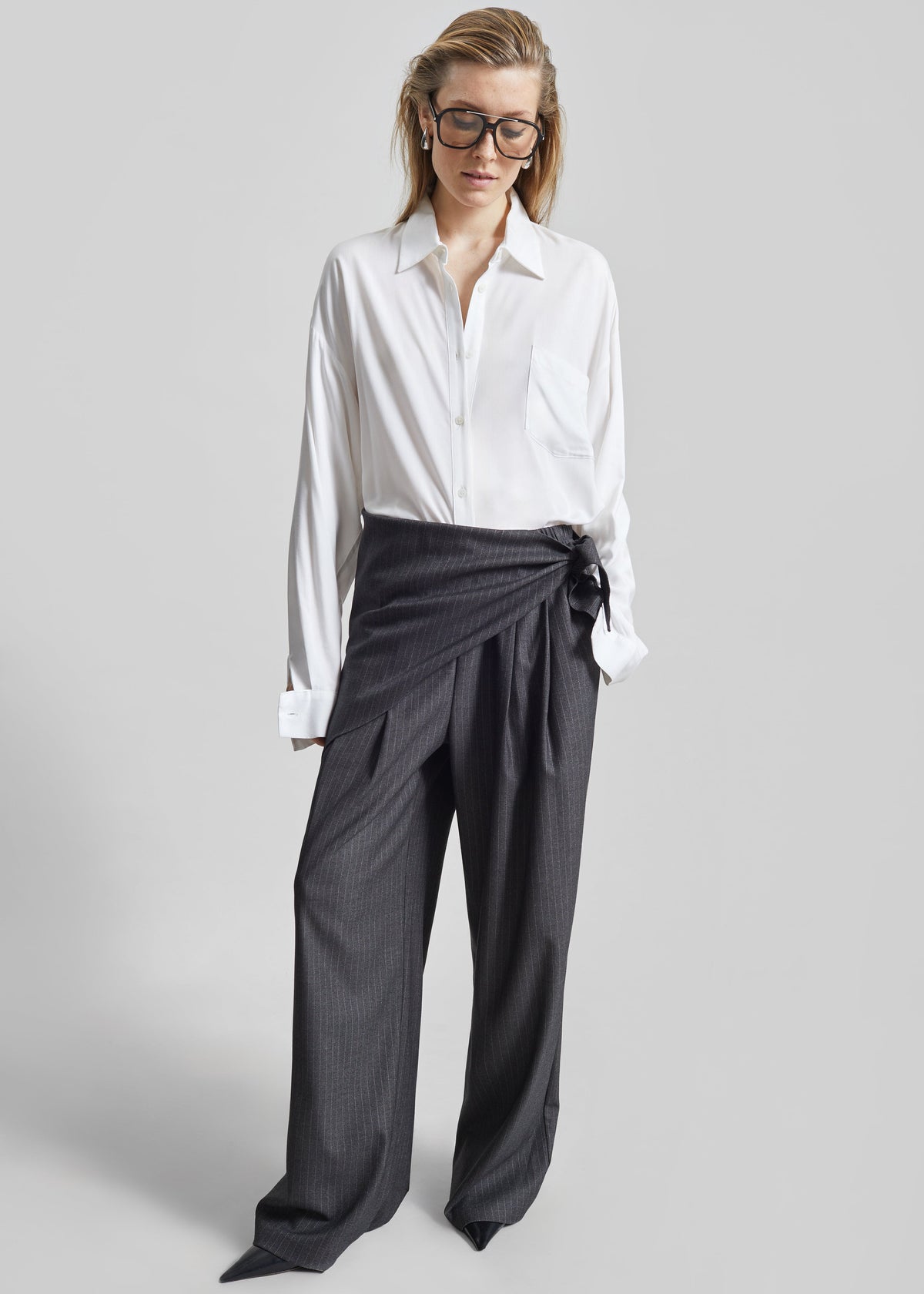 Rovigo Scarf Wrap Pants - Grey Stripe – view 2 of 9