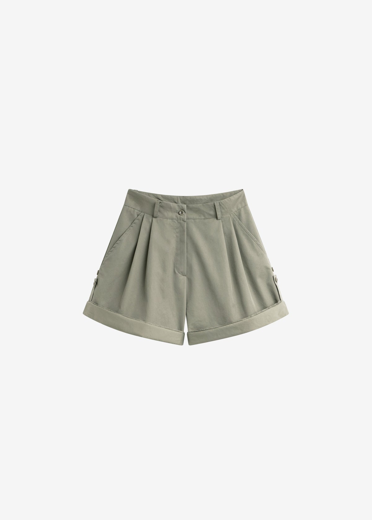 Rozane Pleated Cuff Shorts - Olive – view 8 of 8
