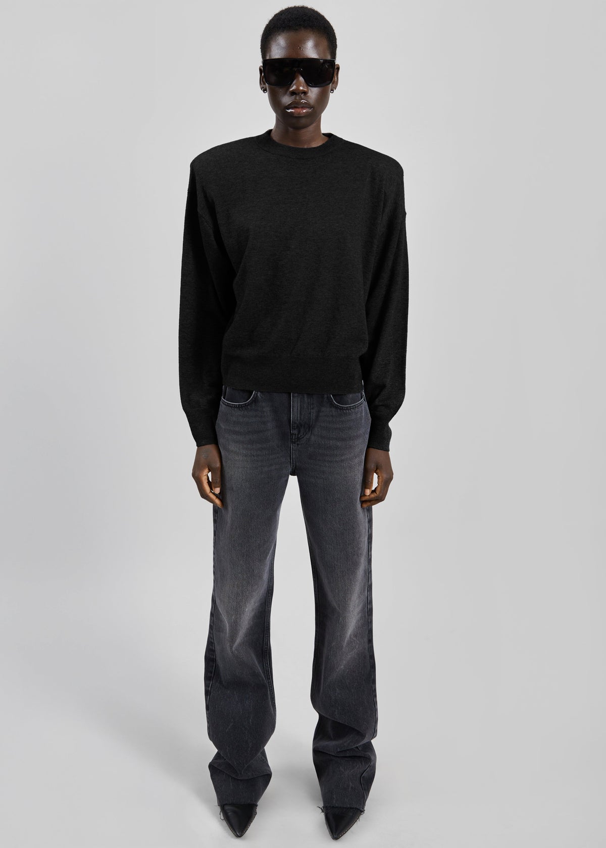 Rue Padded High Neck Sweater - Black – view 5 of 7