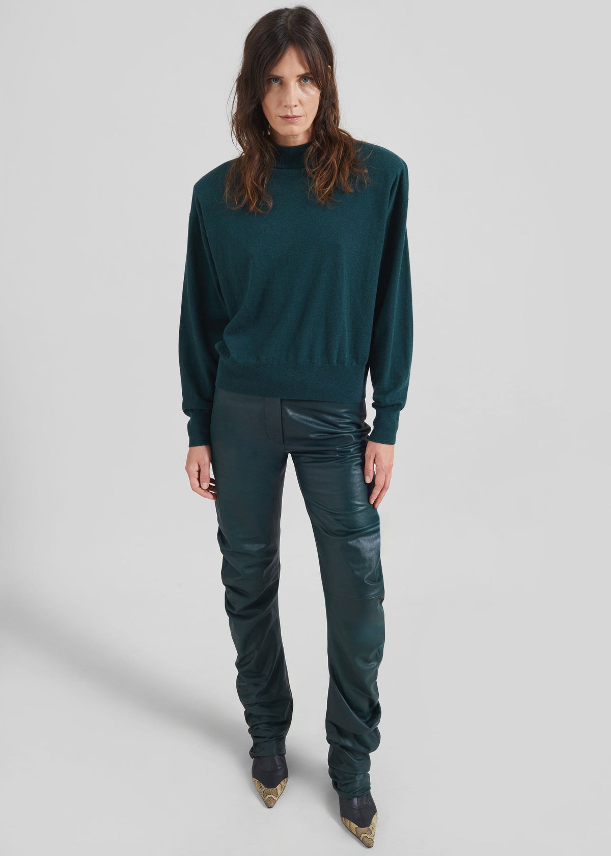 Rue Padded High Neck Sweater - Bottle Green – view 4 of 8