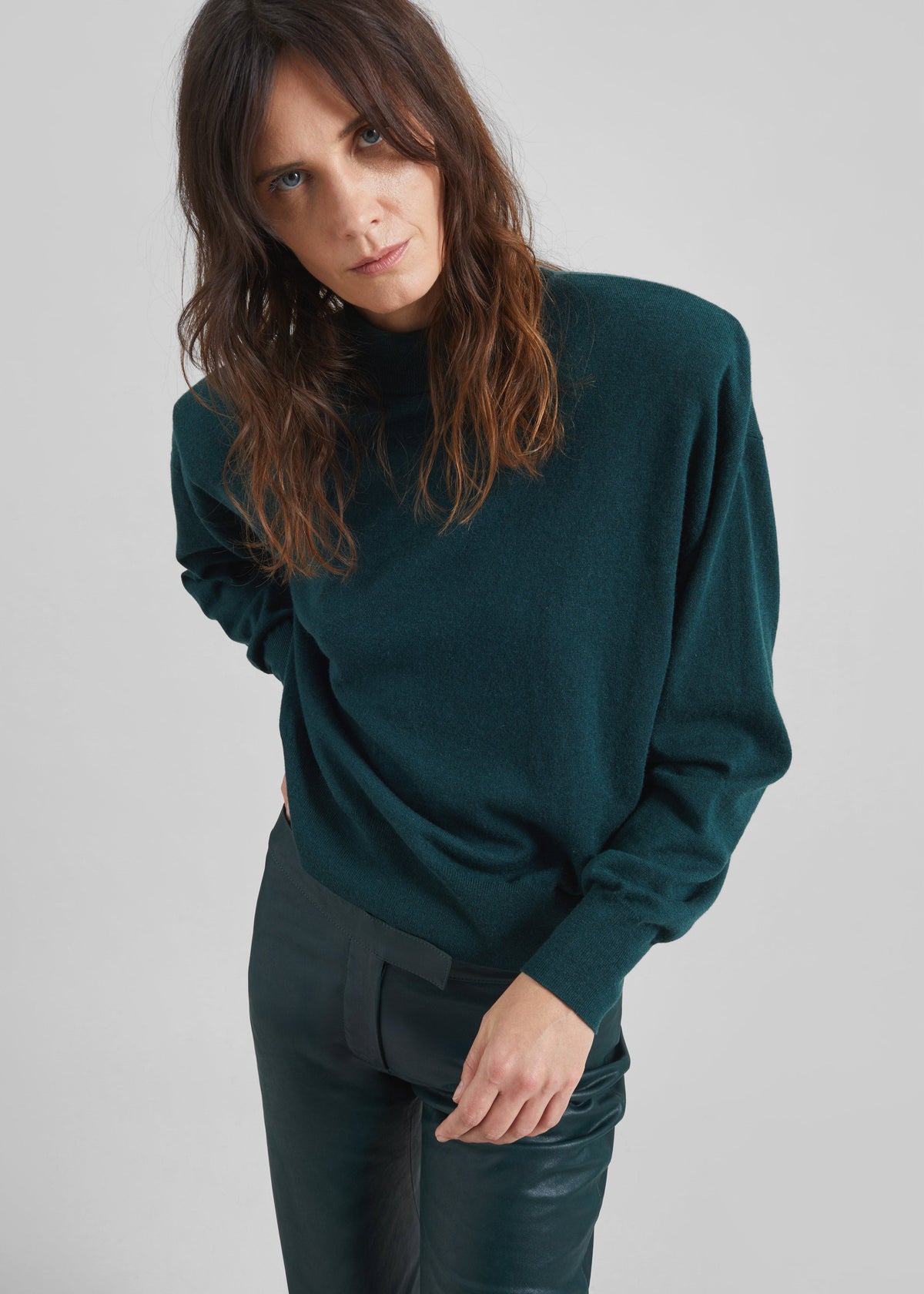 Rue Padded High Neck Sweater - Bottle Green – view 5 of 8