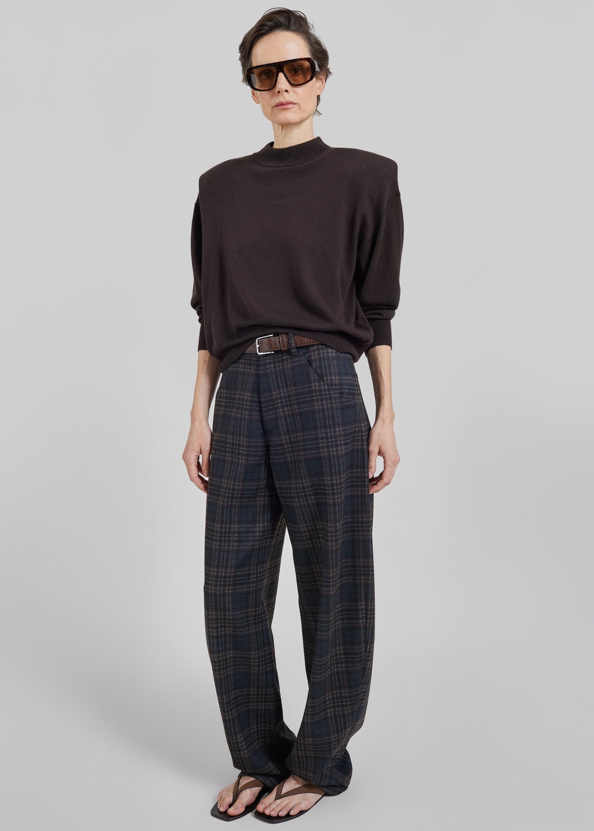 Rue Padded High Neck Sweater - Brown – view 3 of 8