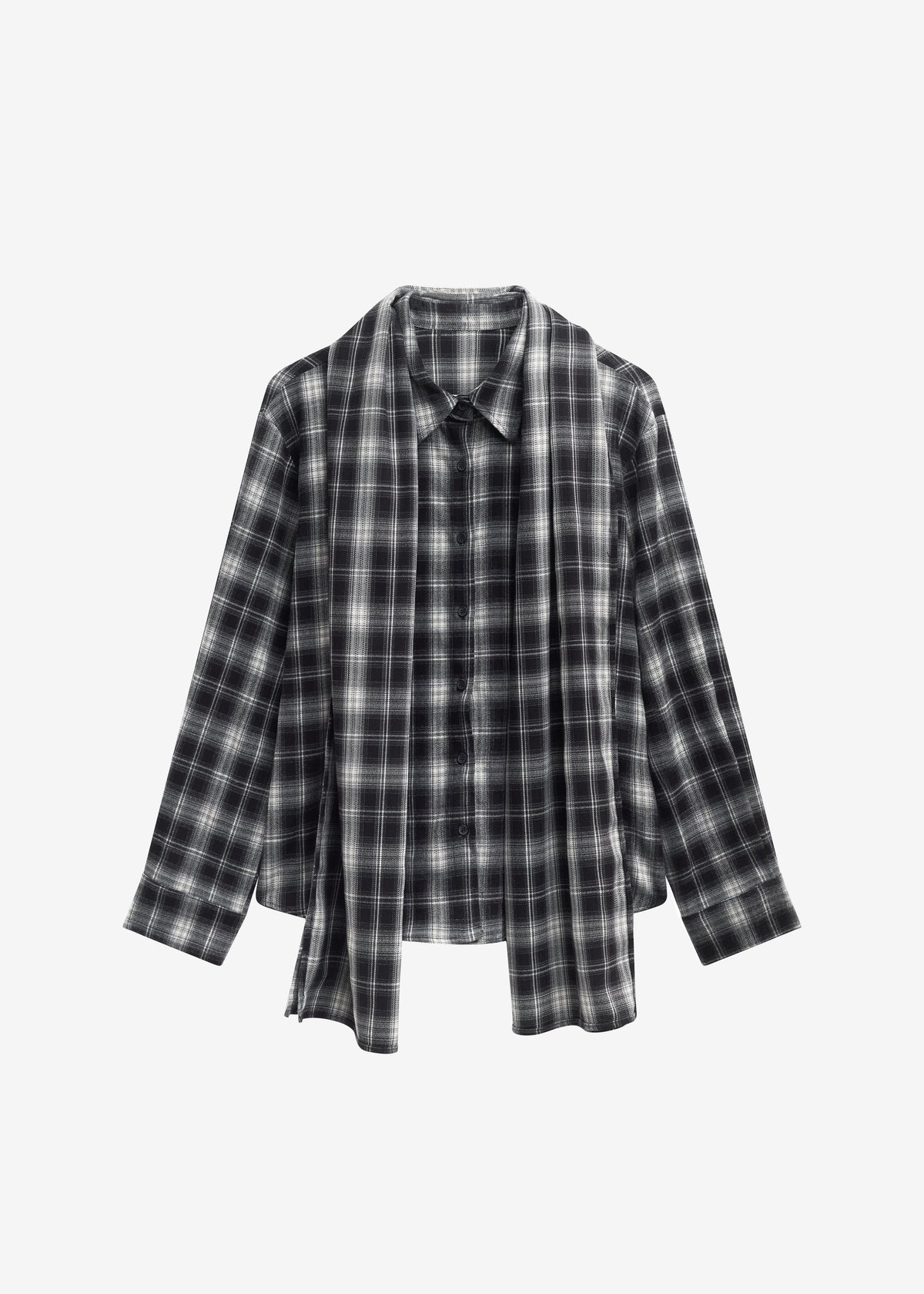 Rue Scarf Shirt - Black Plaid – view 10 of 10